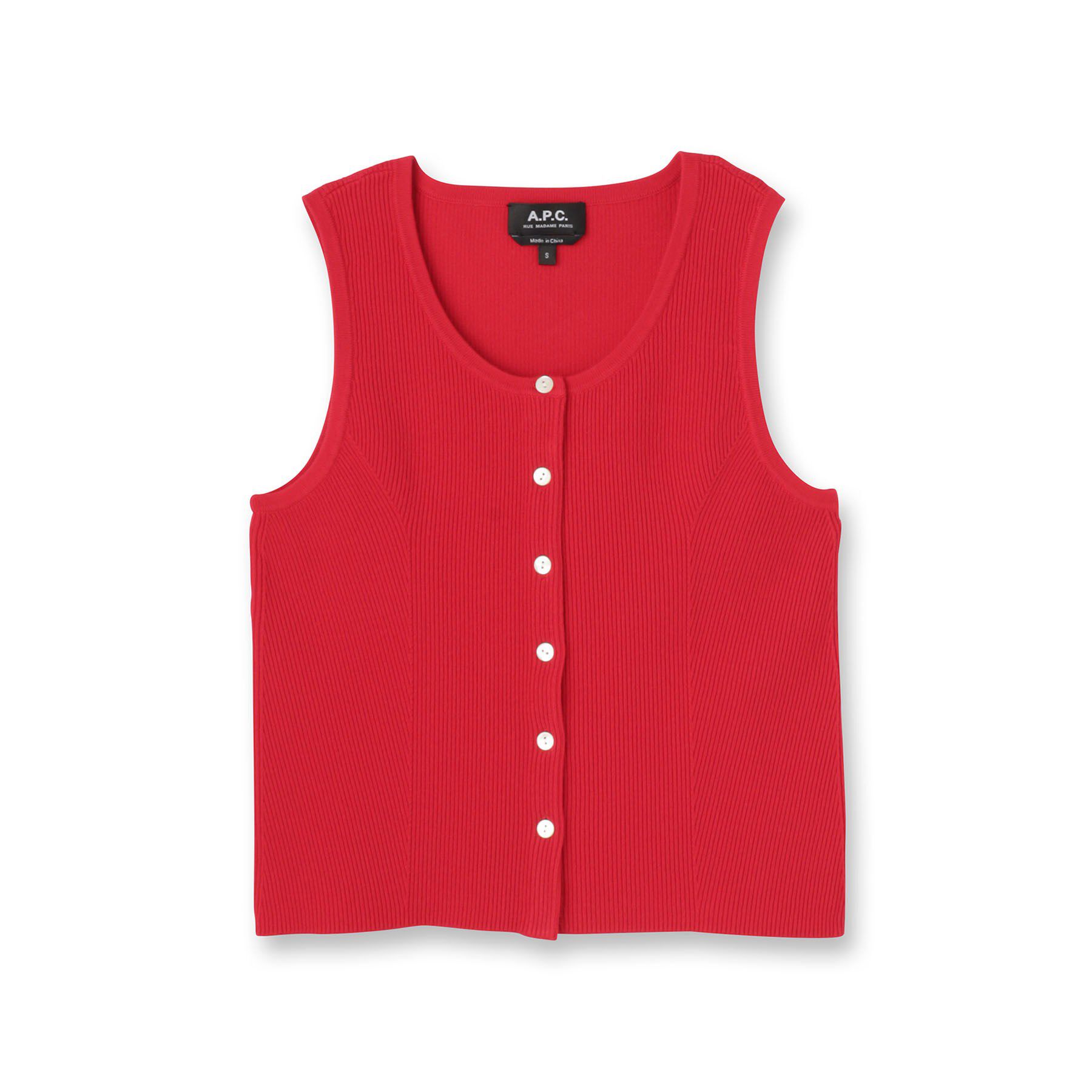 DRESSTERIOR「◆A．P．C．（アーペーセー）DEBARDEUR AMBRE ノースリーブニット」|ニット・セーター|レッド(062)