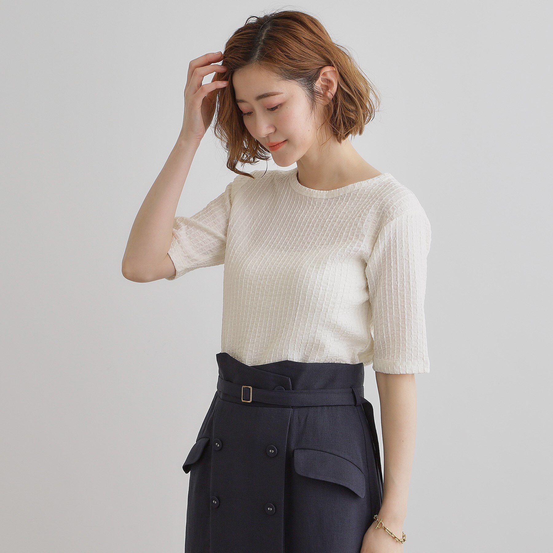 grove「ジャカードハーフスリーブプルオーバー」|Tシャツ・カットソー|