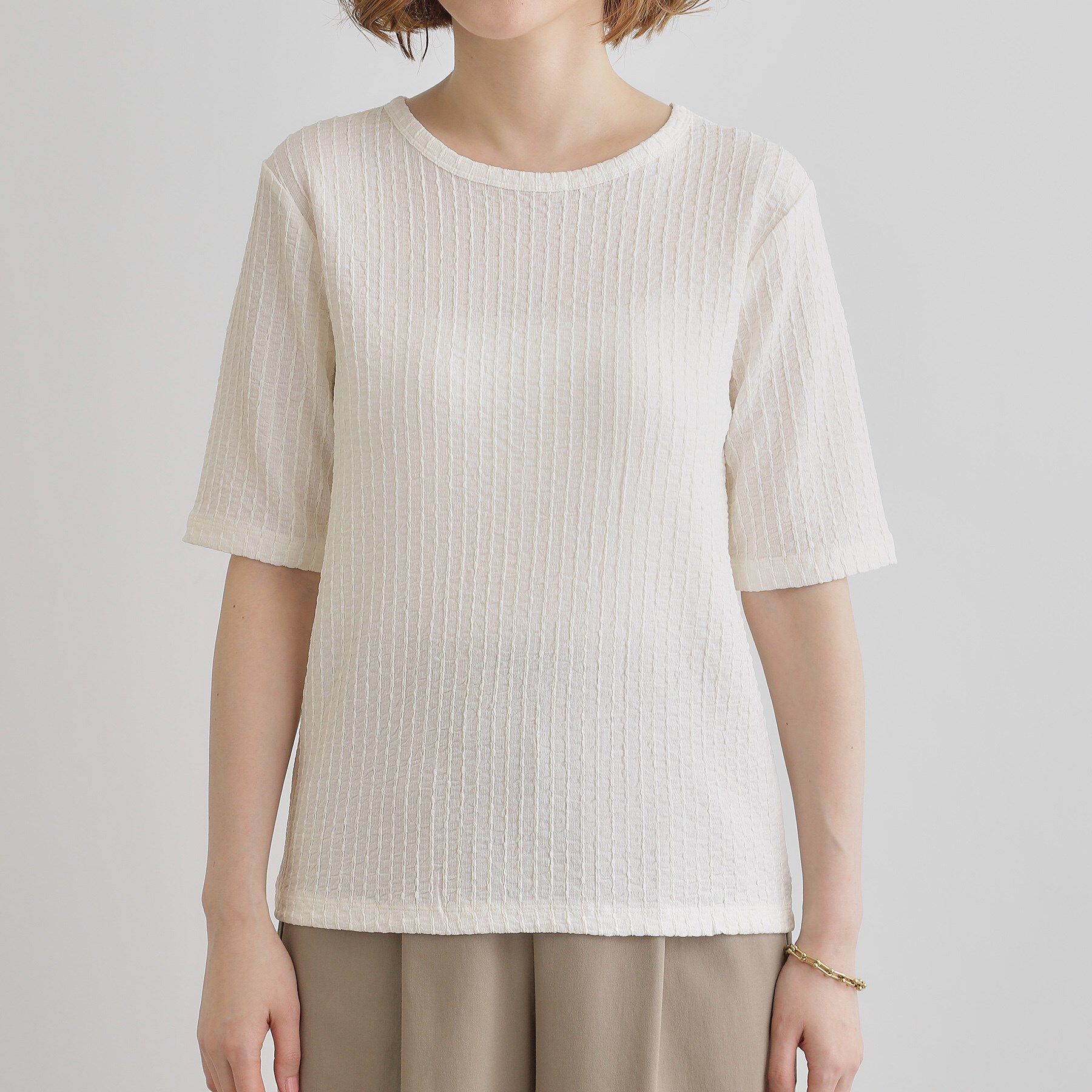 grove「ジャカードハーフスリーブプルオーバー」|Tシャツ・カットソー|