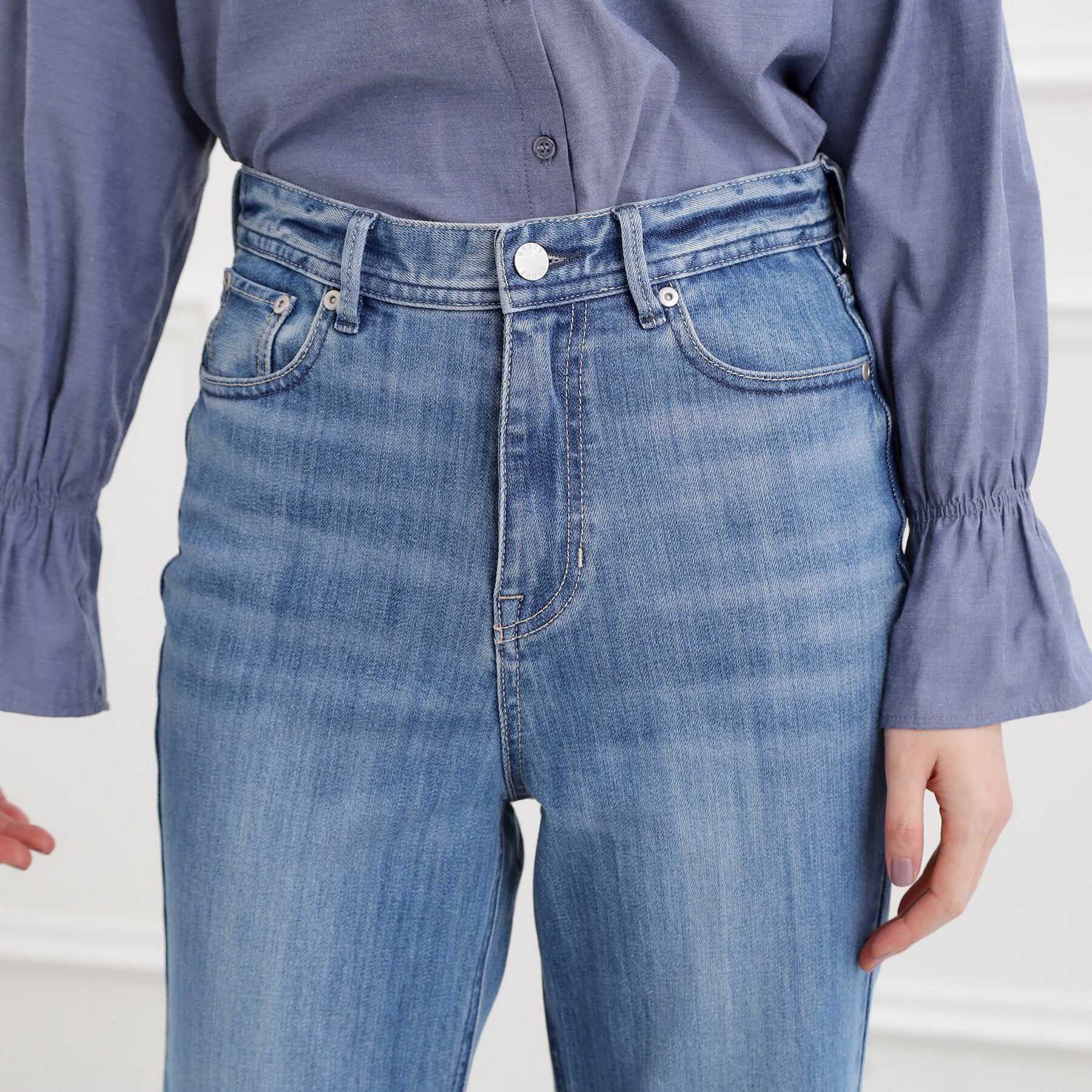 grove「【選べる着丈】美シルエットデニムソフトフレアーパンツ」|デニム|