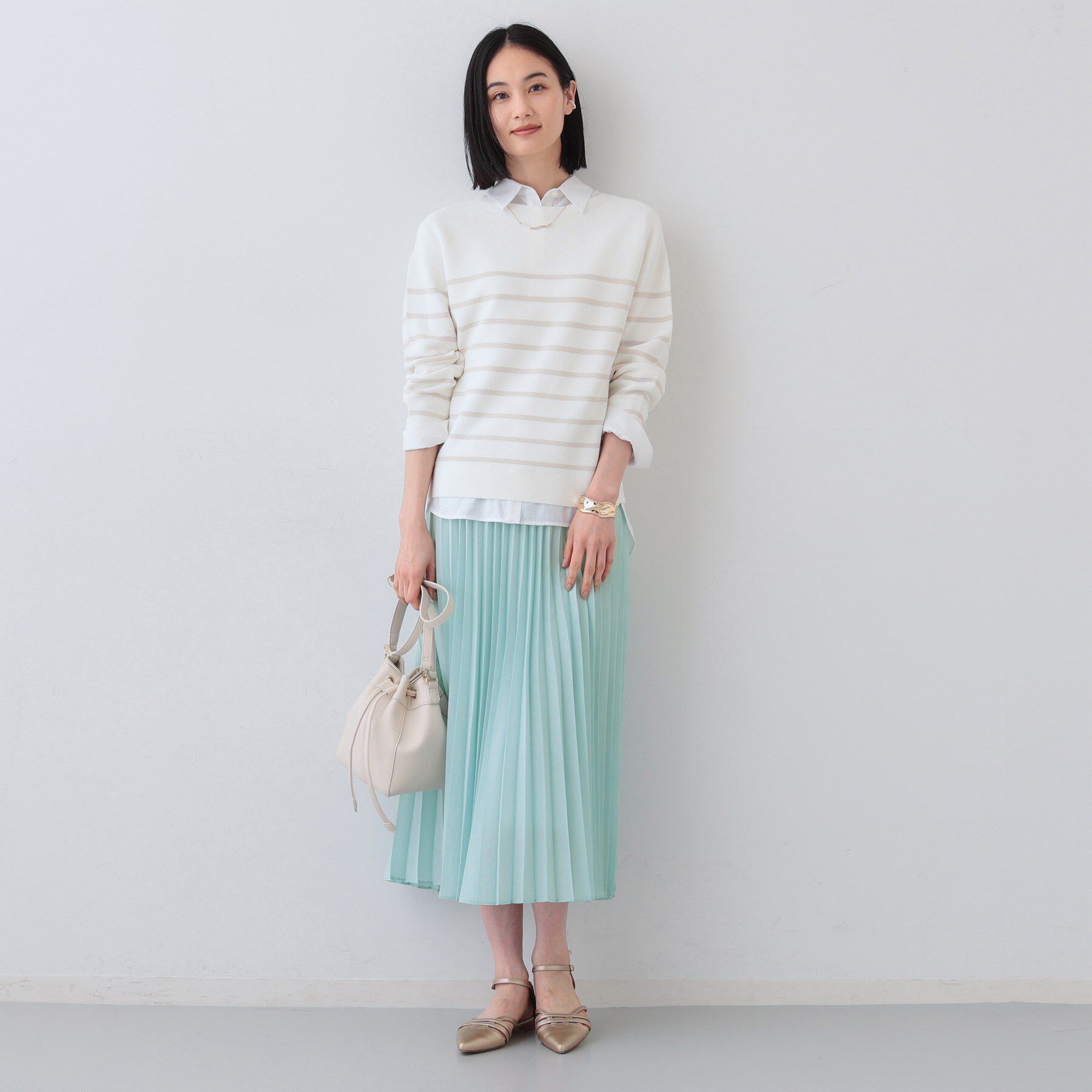 INDIVI「【洗える／ウエストゴム】アコーディオン調プリーツスカート」|スカート|