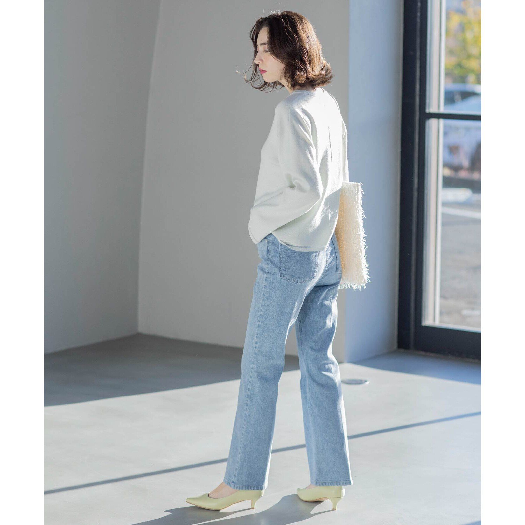 OPAQUE.CLIP「《SS-LLサイズ》ストレッチセミフレアデニム【洗濯機洗い可】」|デニム|