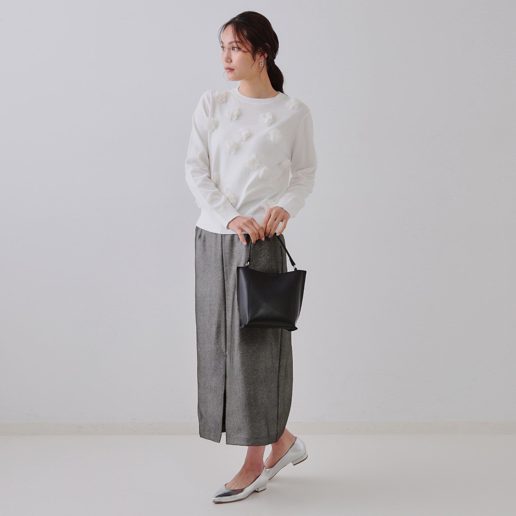 OPAQUE.CLIP「ラメナロースカート【洗濯機洗い可】」|スカート|