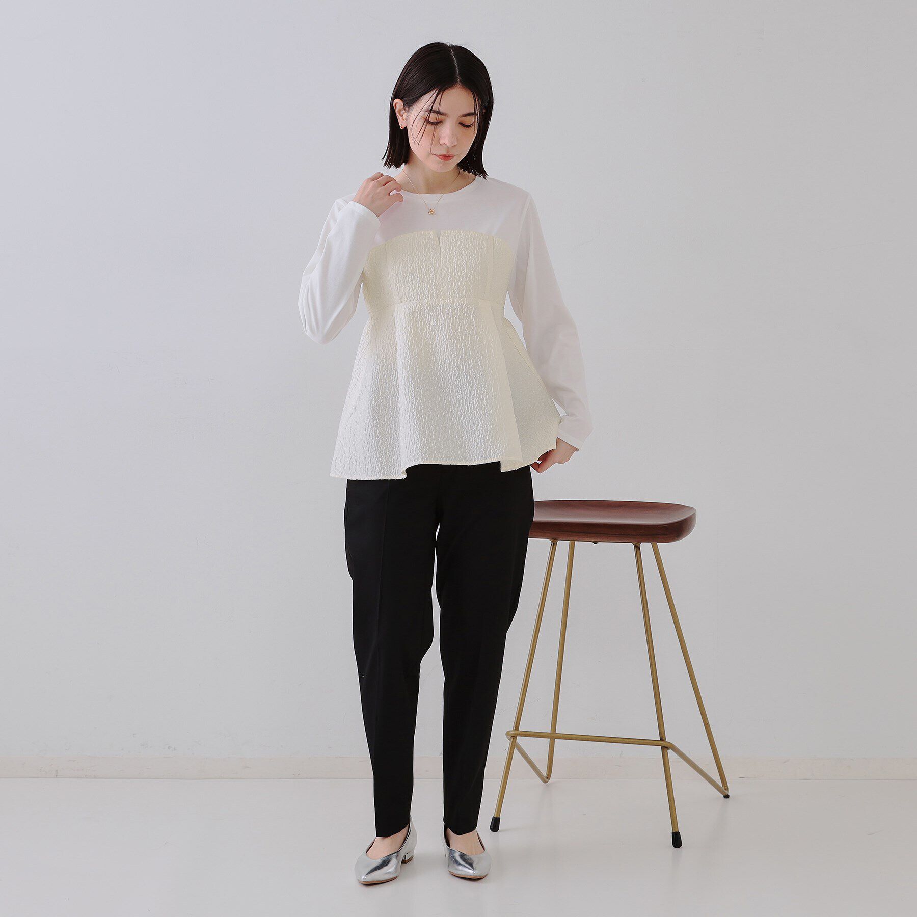 OPAQUE.CLIP「ジャカードビスチェドッキングトップス【洗濯機洗い可】」|Tシャツ・カットソー|