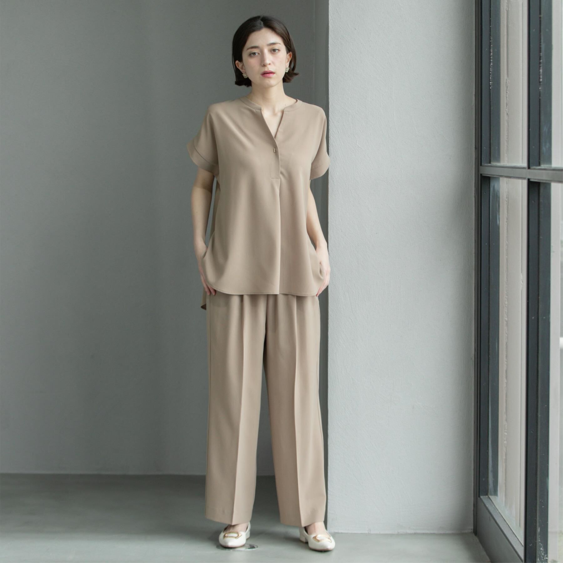 OPAQUE.CLIP「《7色展開/SS-LLサイズ》ストレッチスキッパーブラウス/セットアップ対応【洗濯機洗い可/防シワ】」|シャツ・ブラウス|