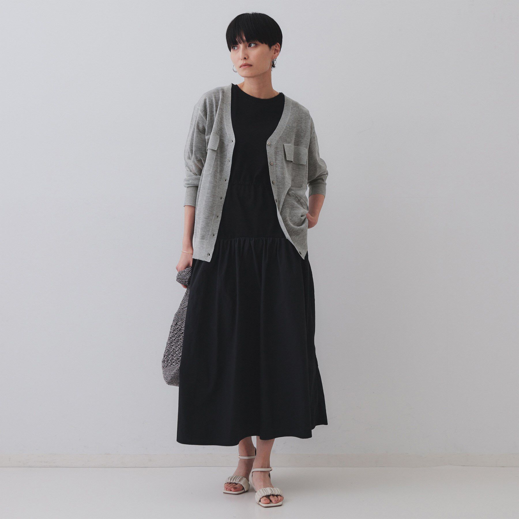 OPAQUE.CLIP「ポケットシアーニットカーディガン【洗濯機洗い可】」|カーディガン|