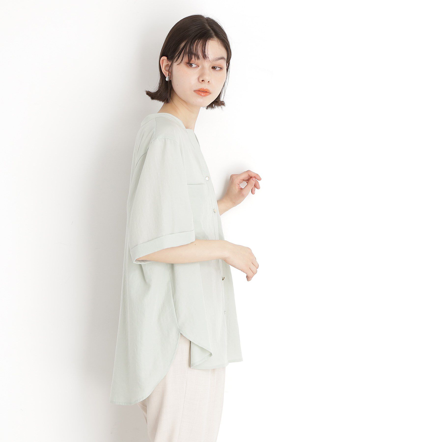 THE SHOP TK「ダブルポケット5分袖シャツ【体型カバー/洗濯機OK】」|シャツ・ブラウス|