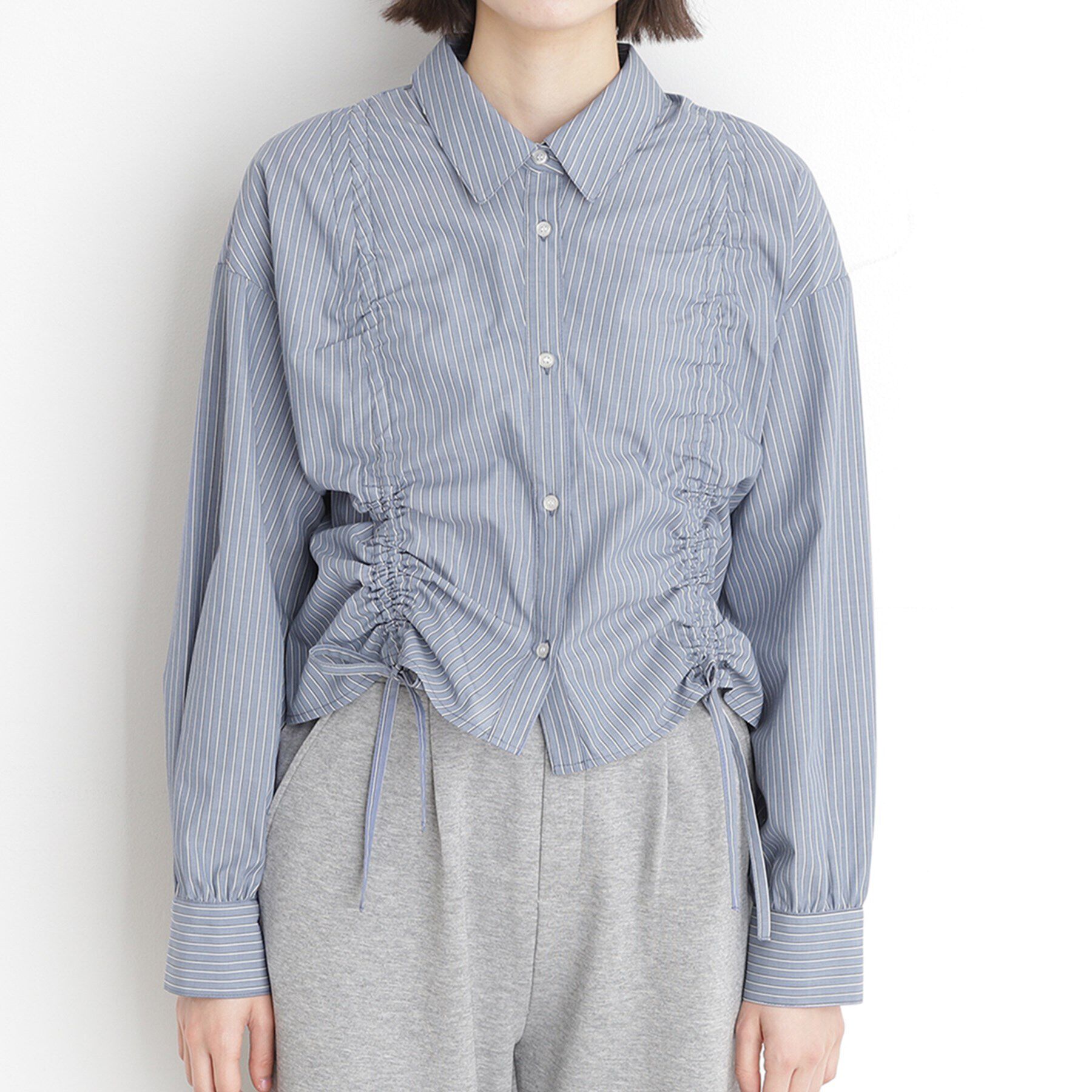 THE SHOP TK「リボンギャザーシャツ【洗濯機OK】」|シャツ・ブラウス|