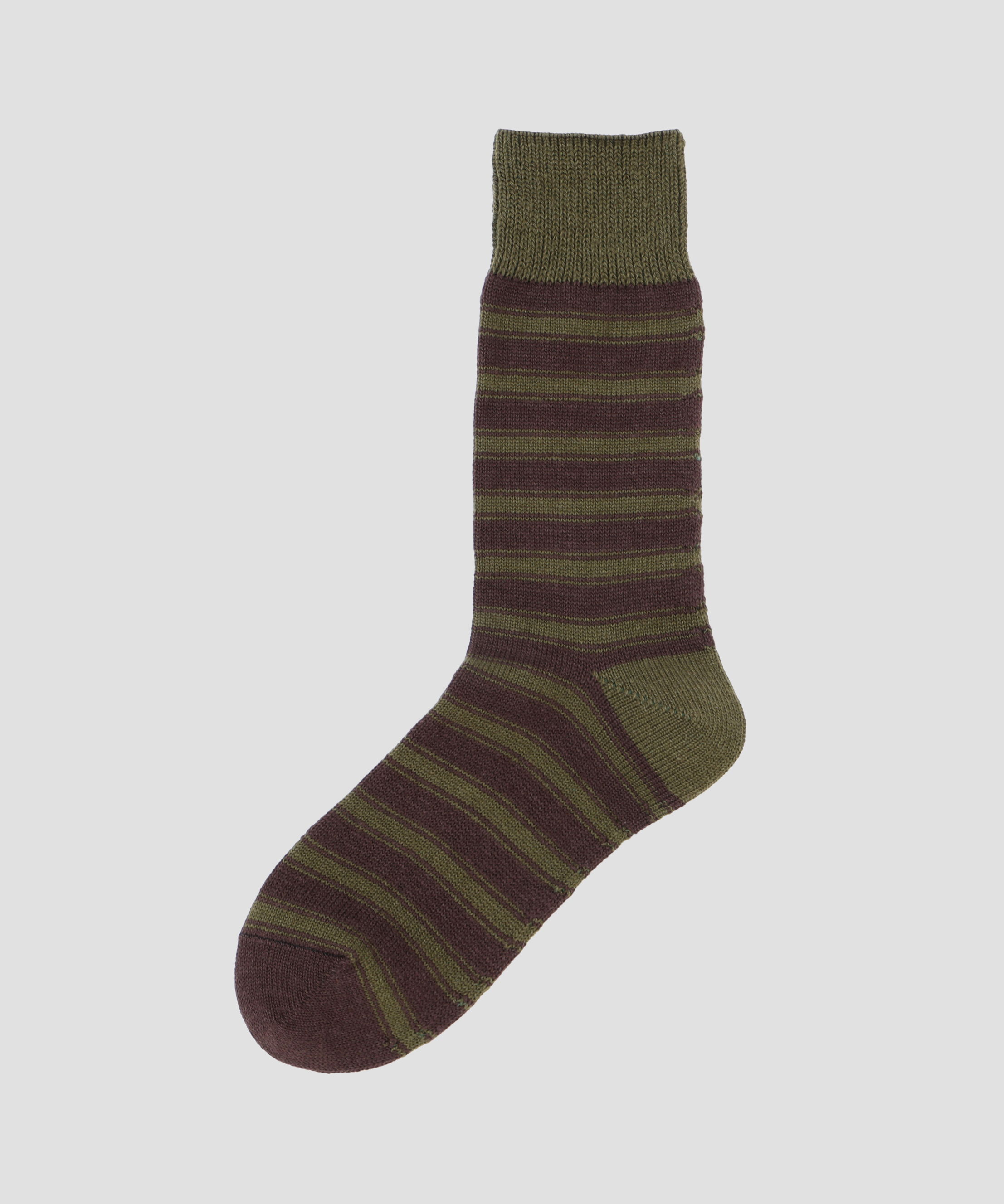 MHL.「NARROW STRIPE COTTON SOCKS」|ソックス|KHAKI