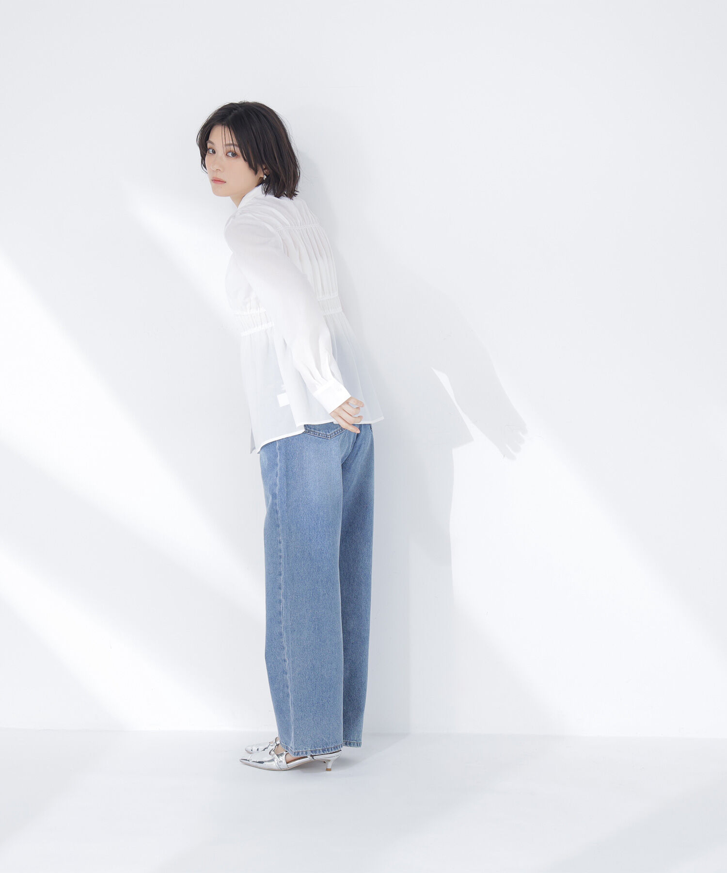  「シャーリングペプラムシャツ」|シャツ・ブラウス|