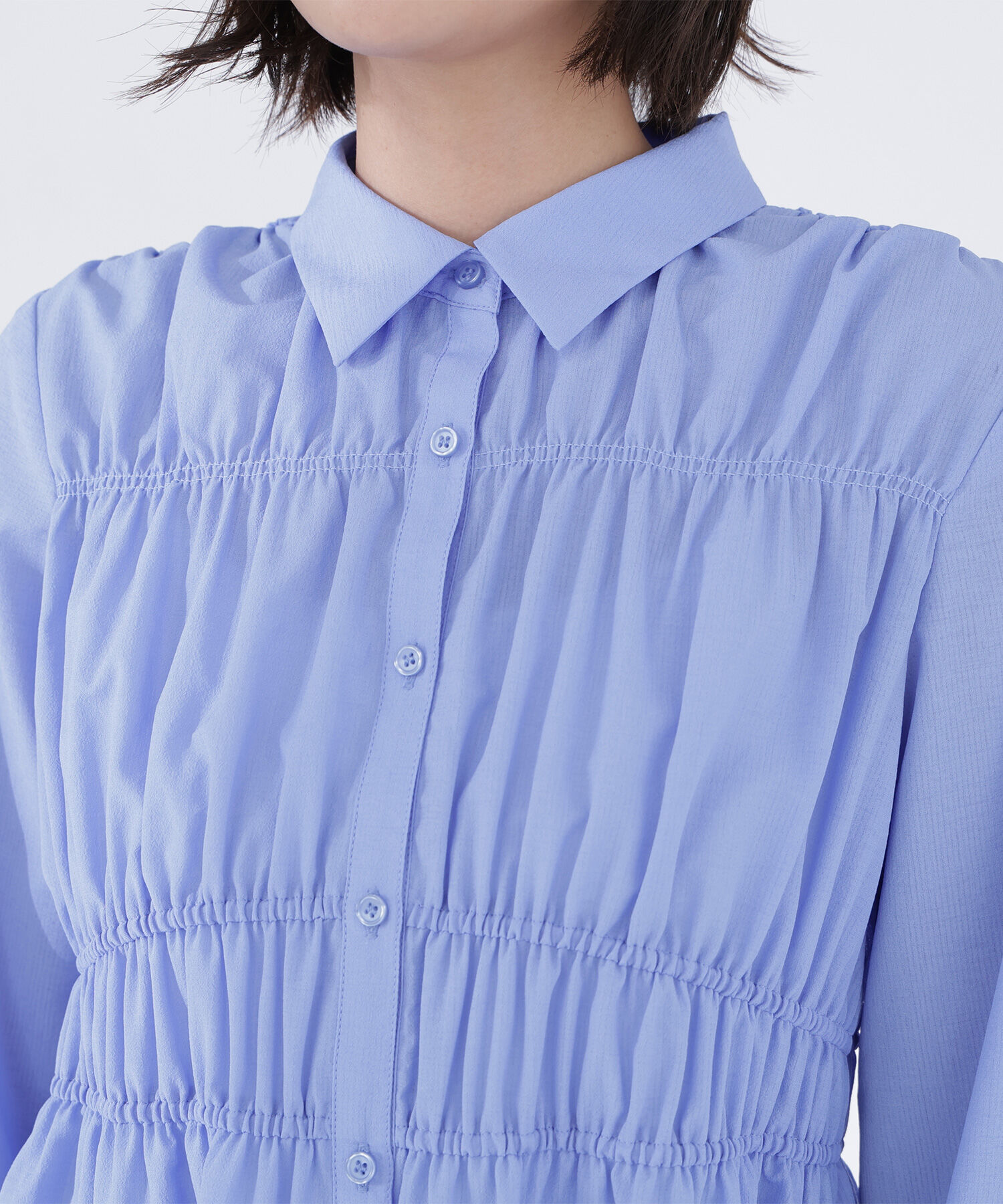  「シャーリングペプラムシャツ」|シャツ・ブラウス|