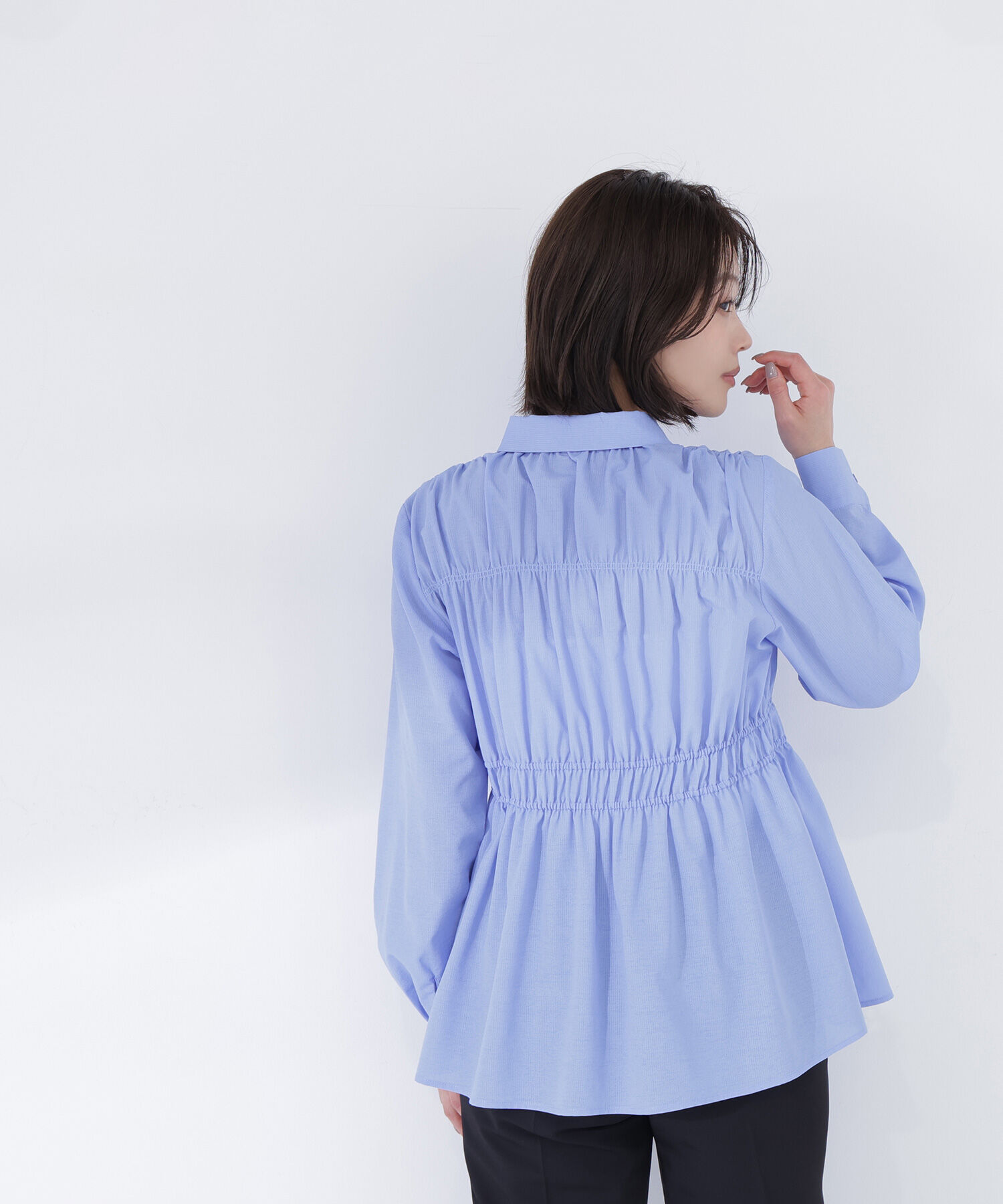  「シャーリングペプラムシャツ」|シャツ・ブラウス|