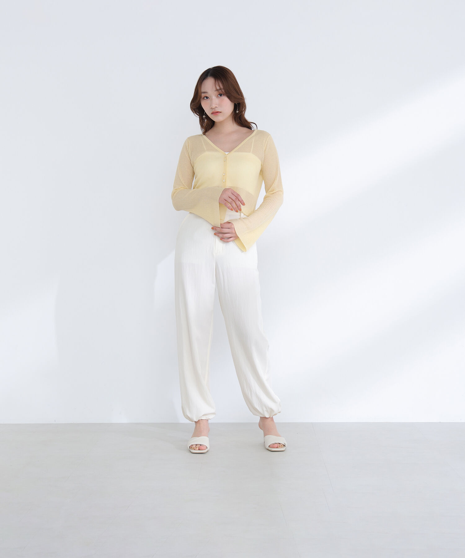  「シアーリブクロップドカーディガン」|ニット・セーター|