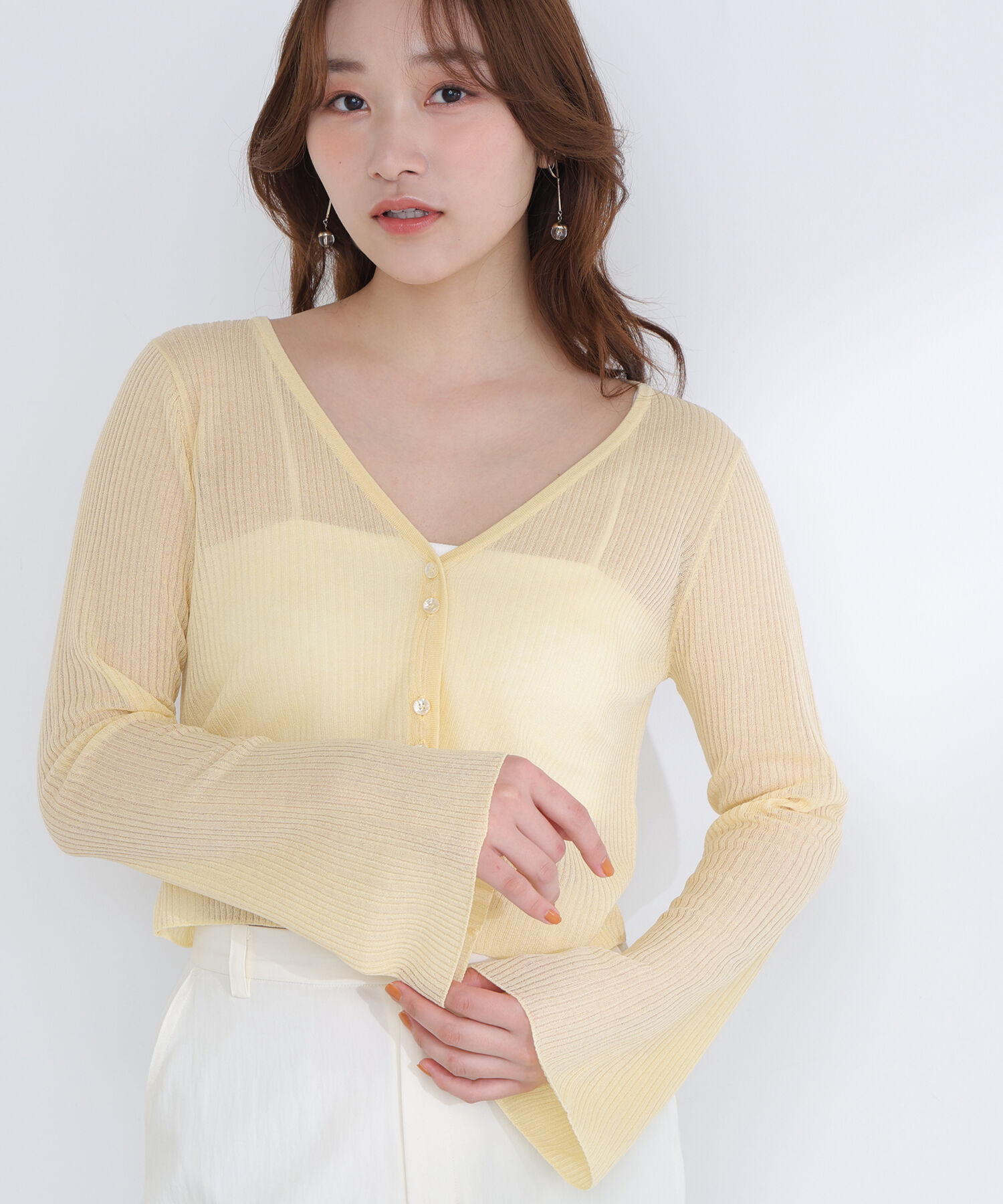  「シアーリブクロップドカーディガン」|ニット・セーター|