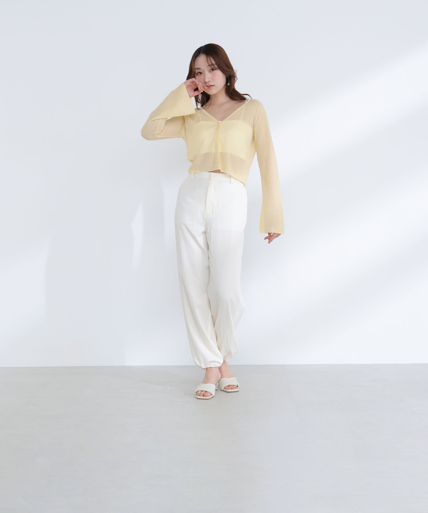  「シアーリブクロップドカーディガン」|ニット・セーター|