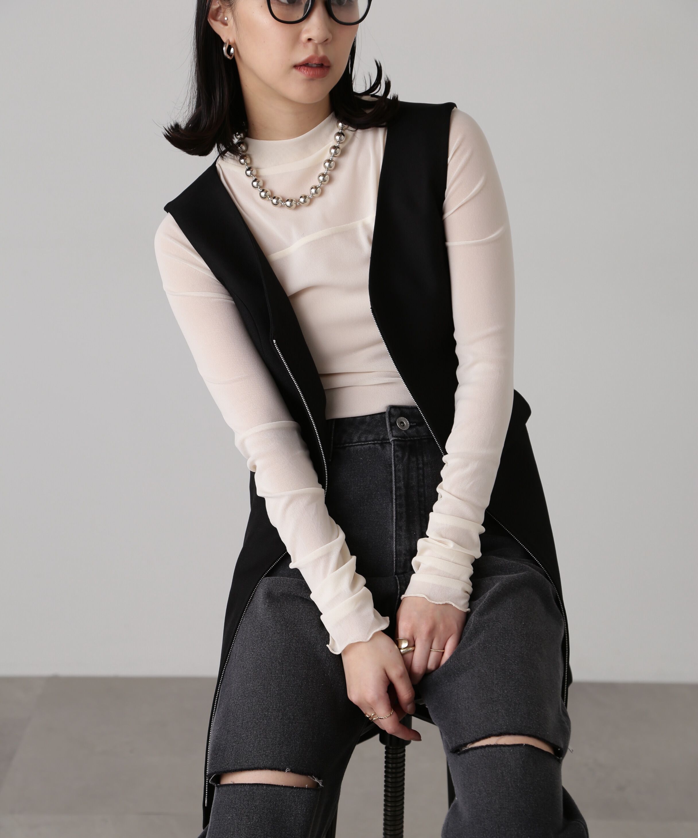  「ジップ使いミニジャンスカ」|ワンピース|