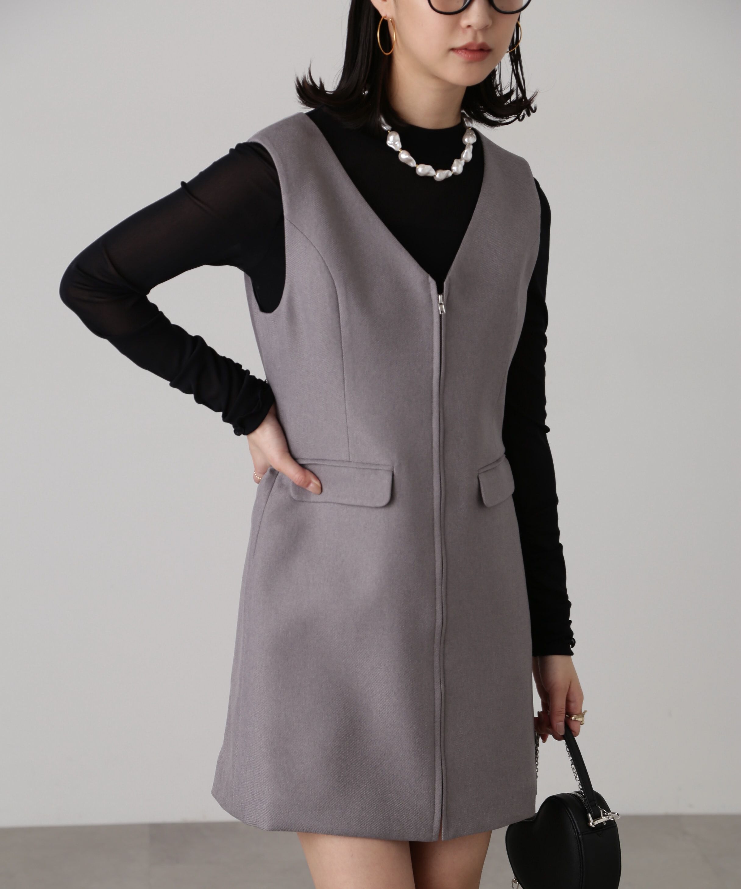  「ジップ使いミニジャンスカ」|ワンピース|