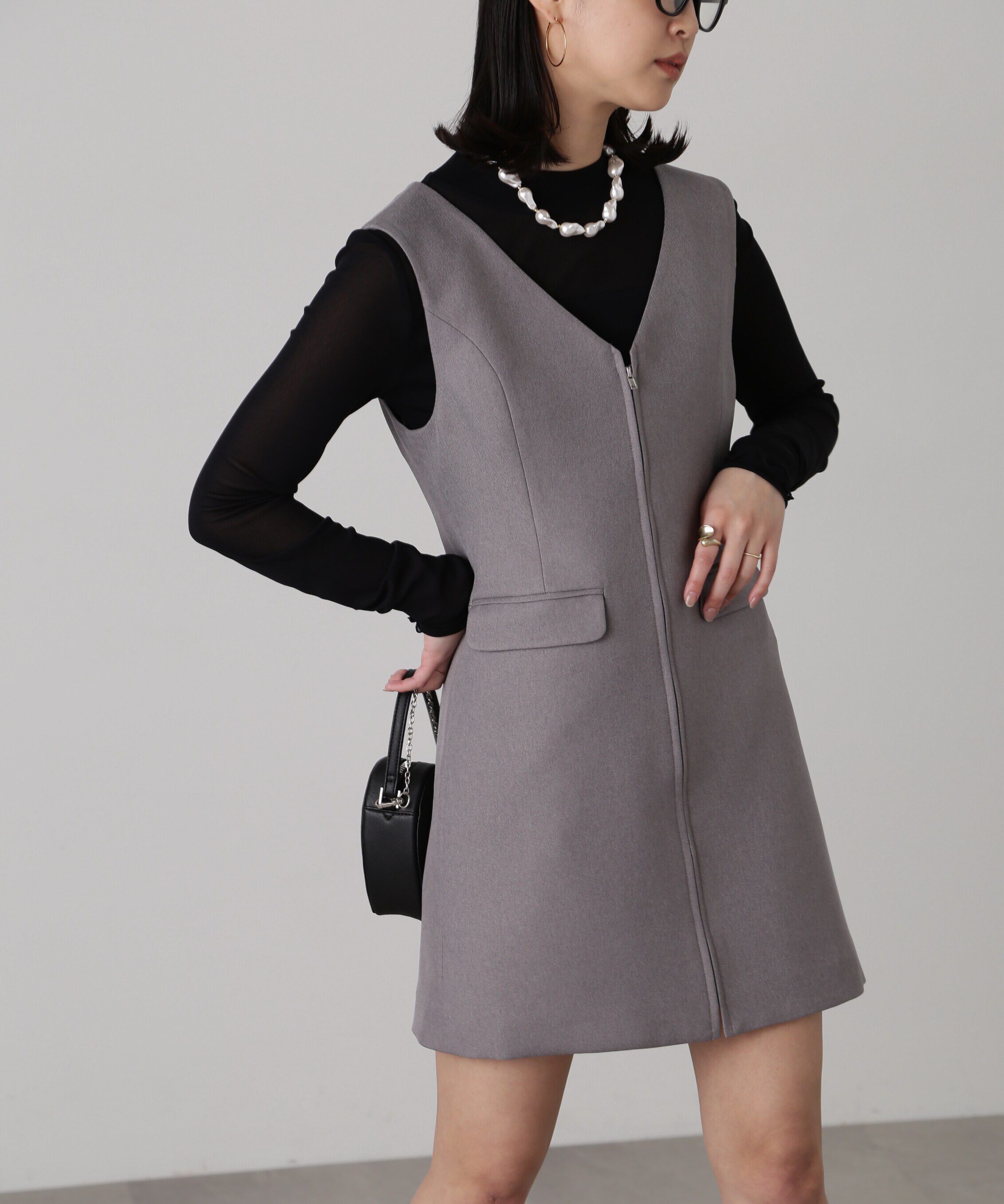  「ジップ使いミニジャンスカ」|ワンピース|