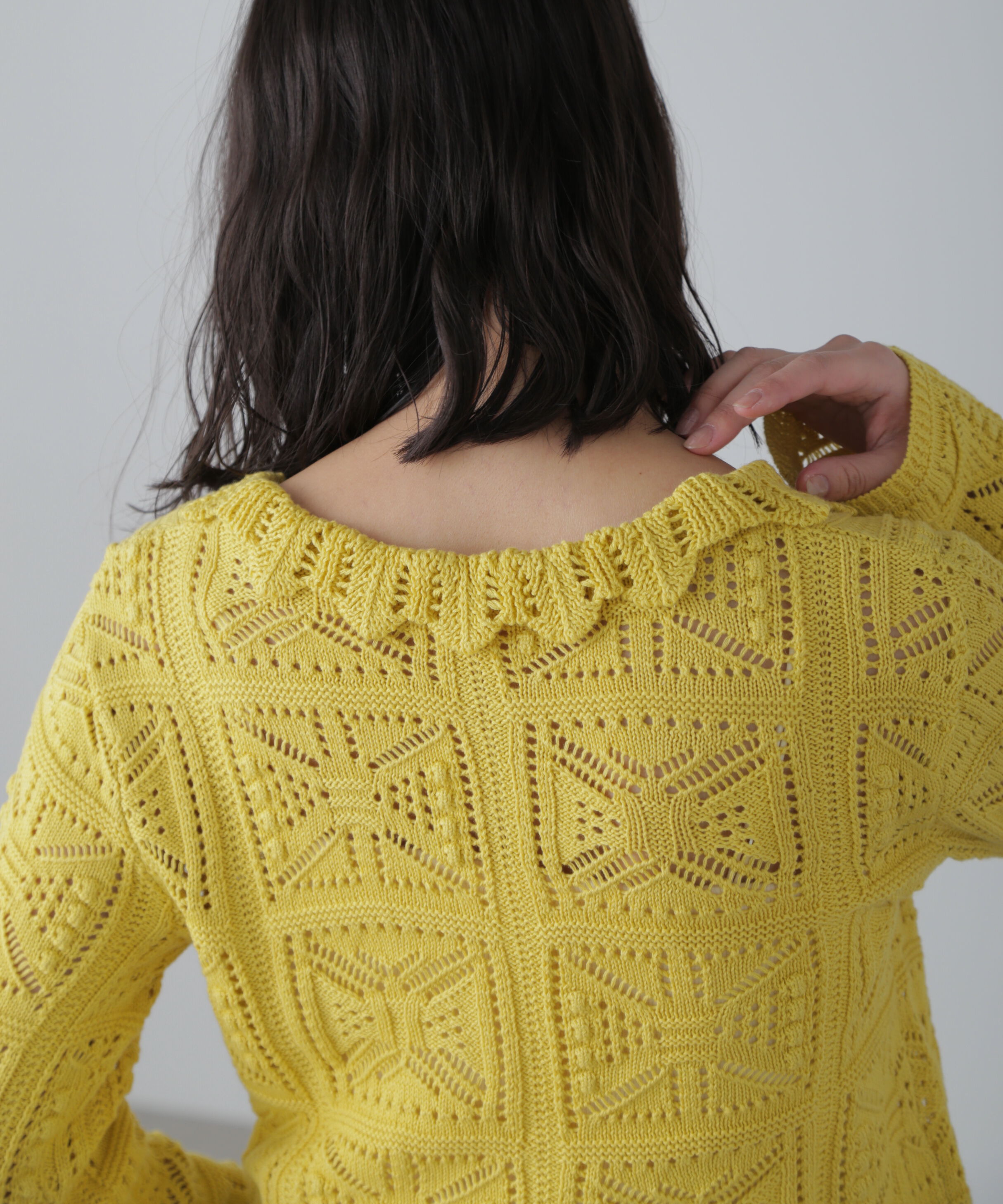  「透かし編みクロップドニットカーディガン」|ニット・セーター|