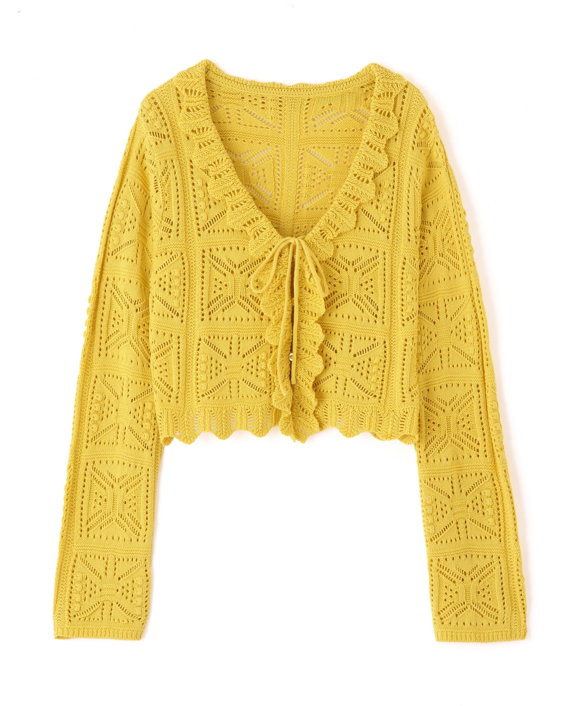  「透かし編みクロップドニットカーディガン」|ニット・セーター|