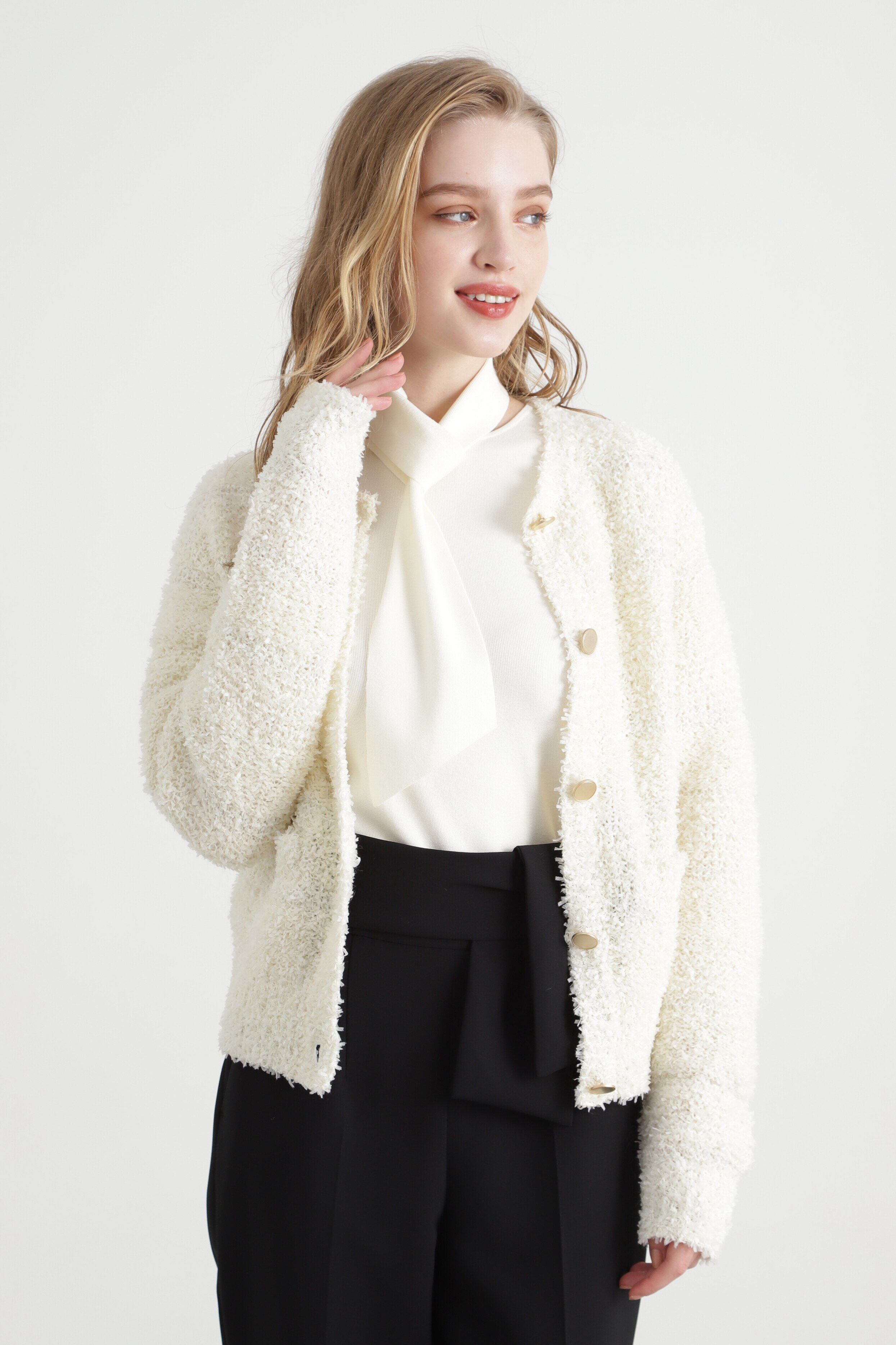  「◆フラッグモールボーダーカーディガン」|その他|ホワイト