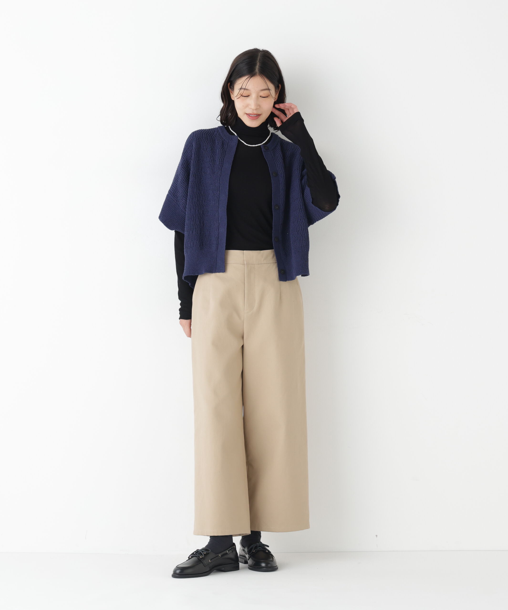  「◆綿ポリエステルヘリンボーン柄半袖はおり」|ニット・セーター|