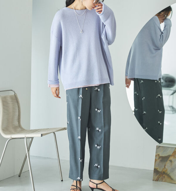 Doux archives「花柄刺繍センタープレスパンツ」|チノ|