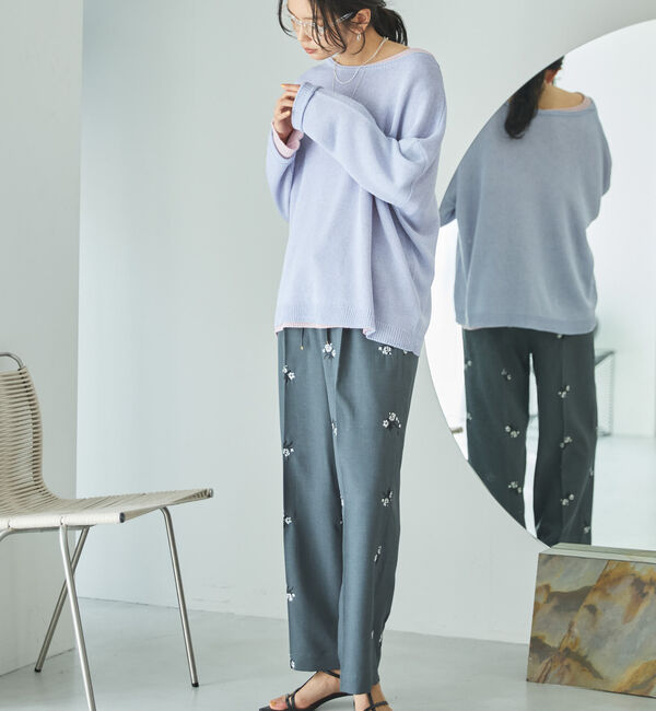 Doux archives「花柄刺繍センタープレスパンツ」|チノ|