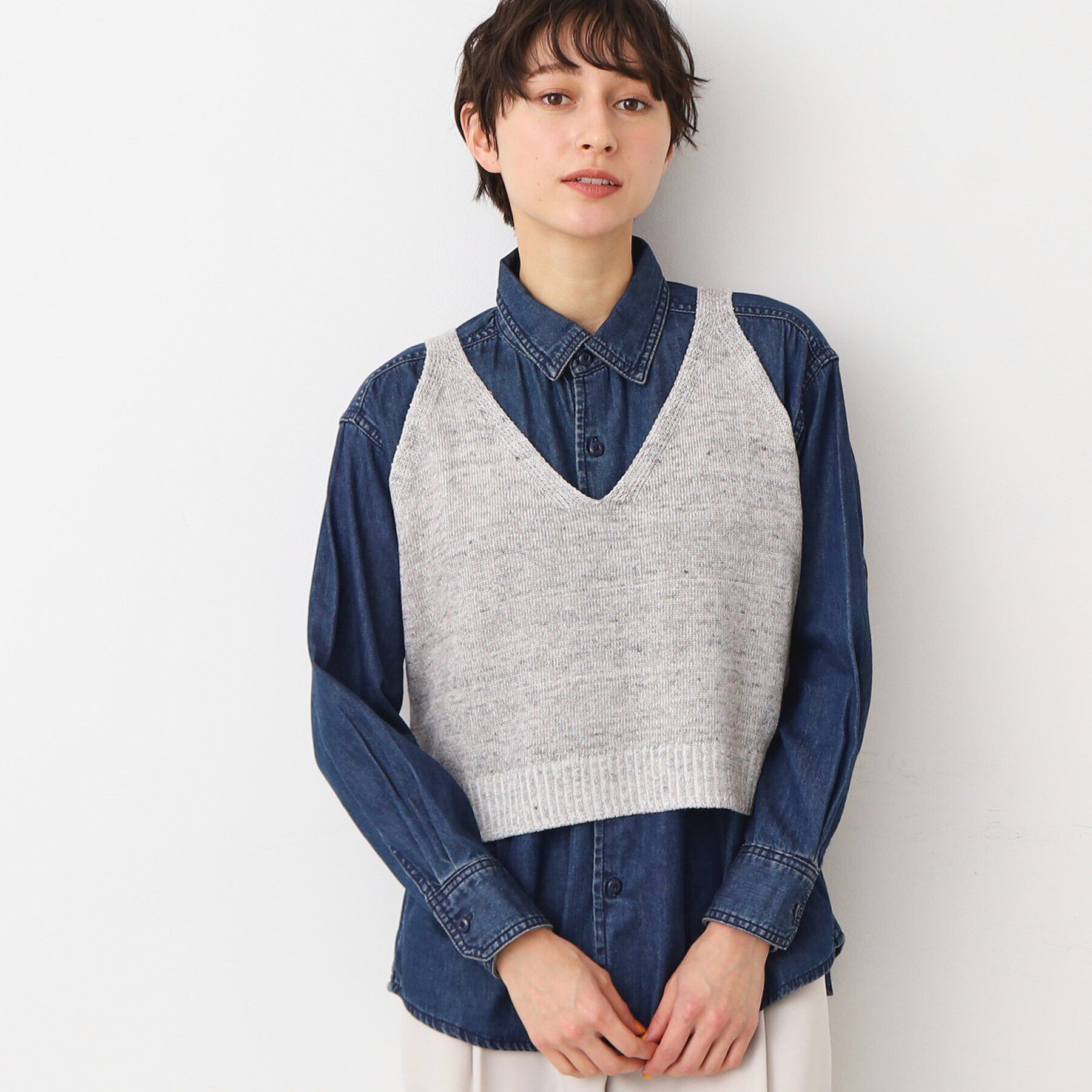 Dessin「【洗える】リネンニットキャミソール」|ベスト・ジレ|