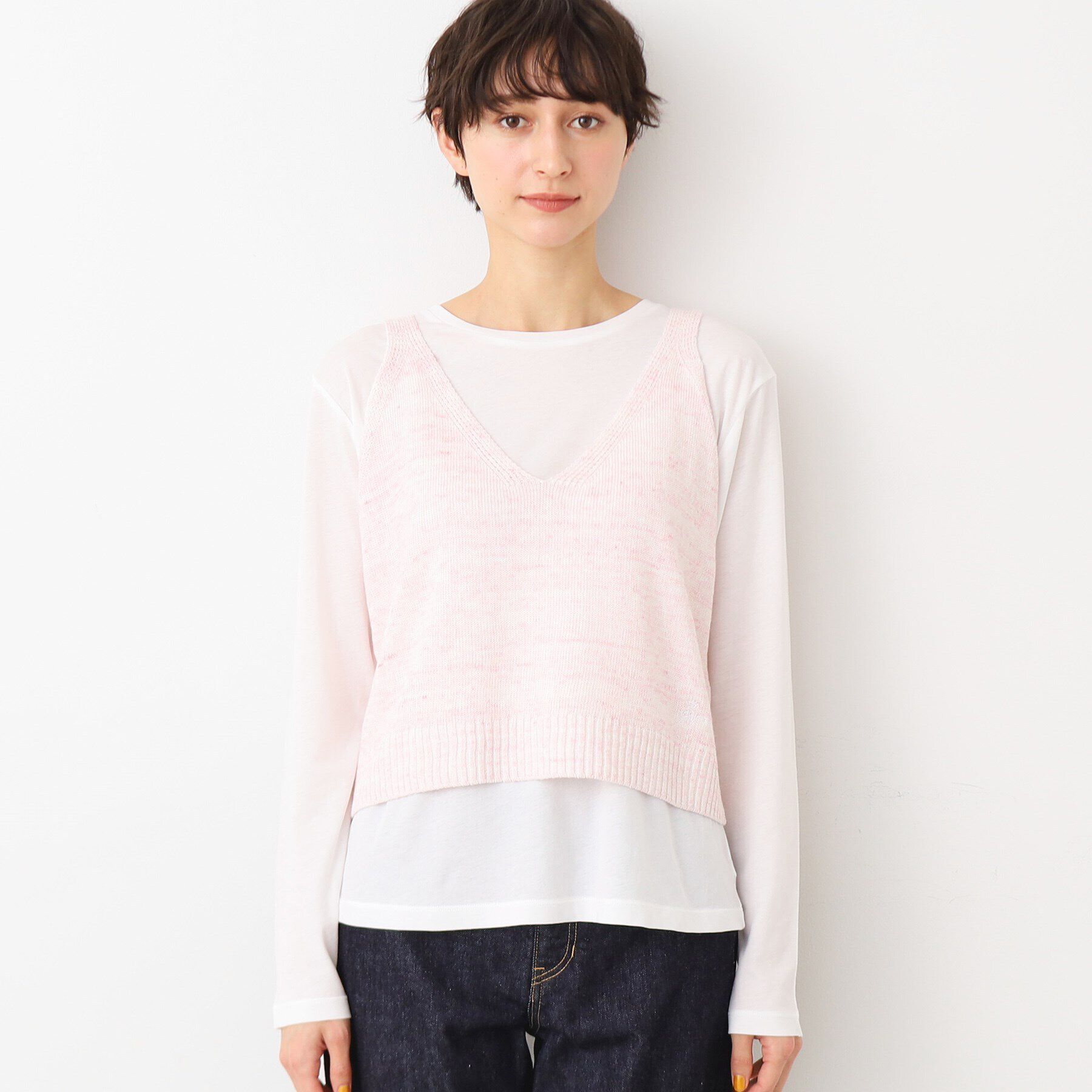 Dessin「【洗える】リネンニットキャミソール」|ベスト・ジレ|