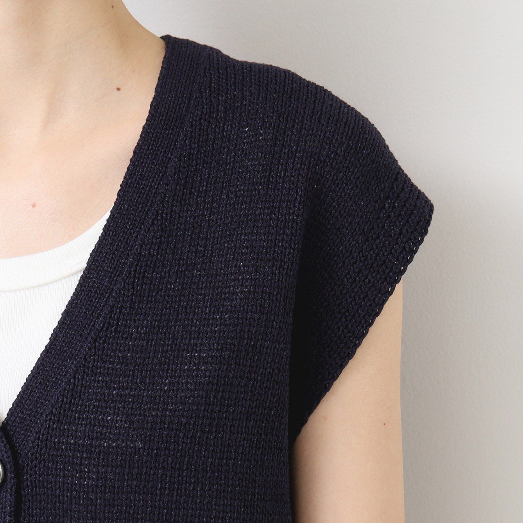 Dessin「【日本製】ボタン付きニットベスト」|ベスト・ジレ|