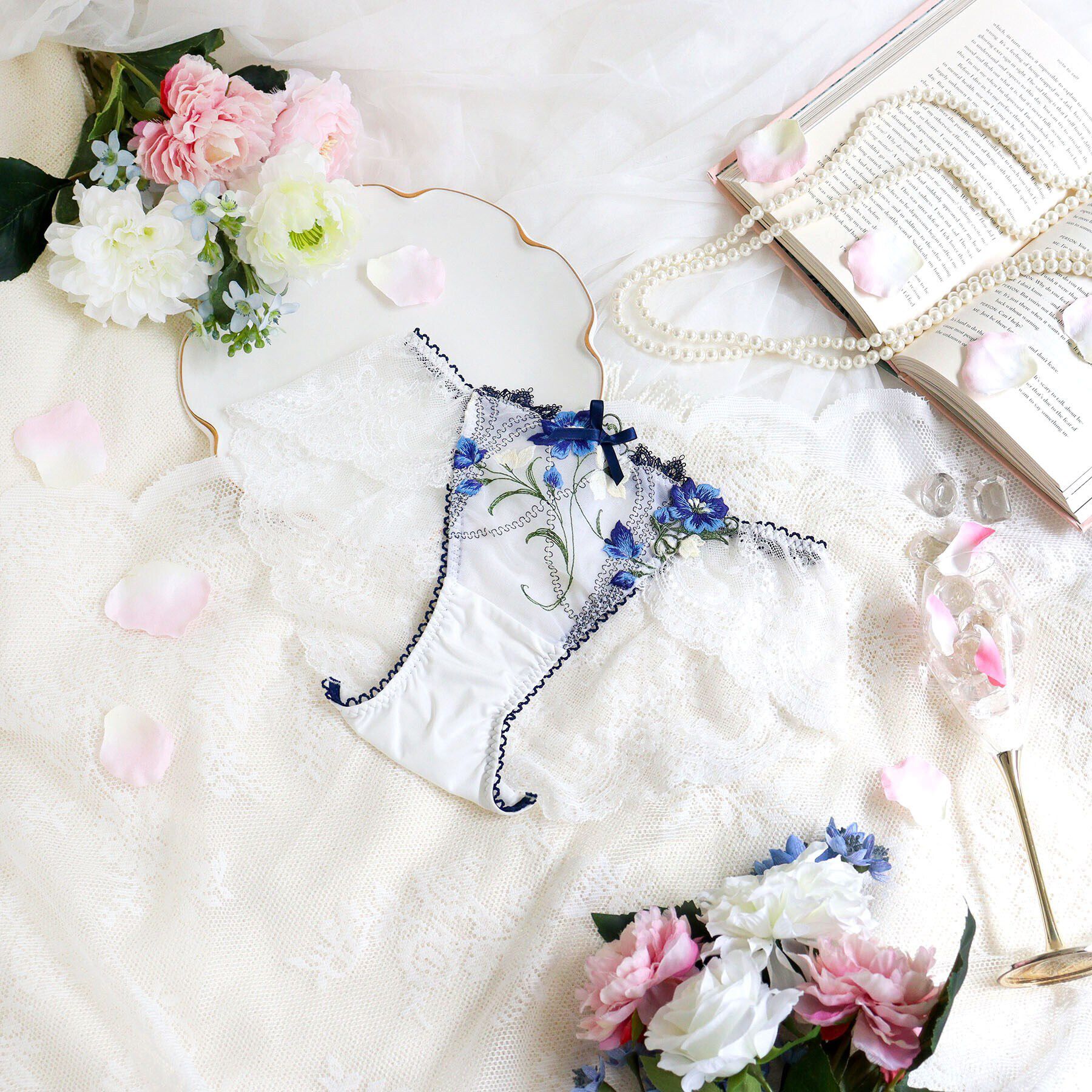 Risa Magli「テリン レースショーツ」|インナー|ネイビー(094)