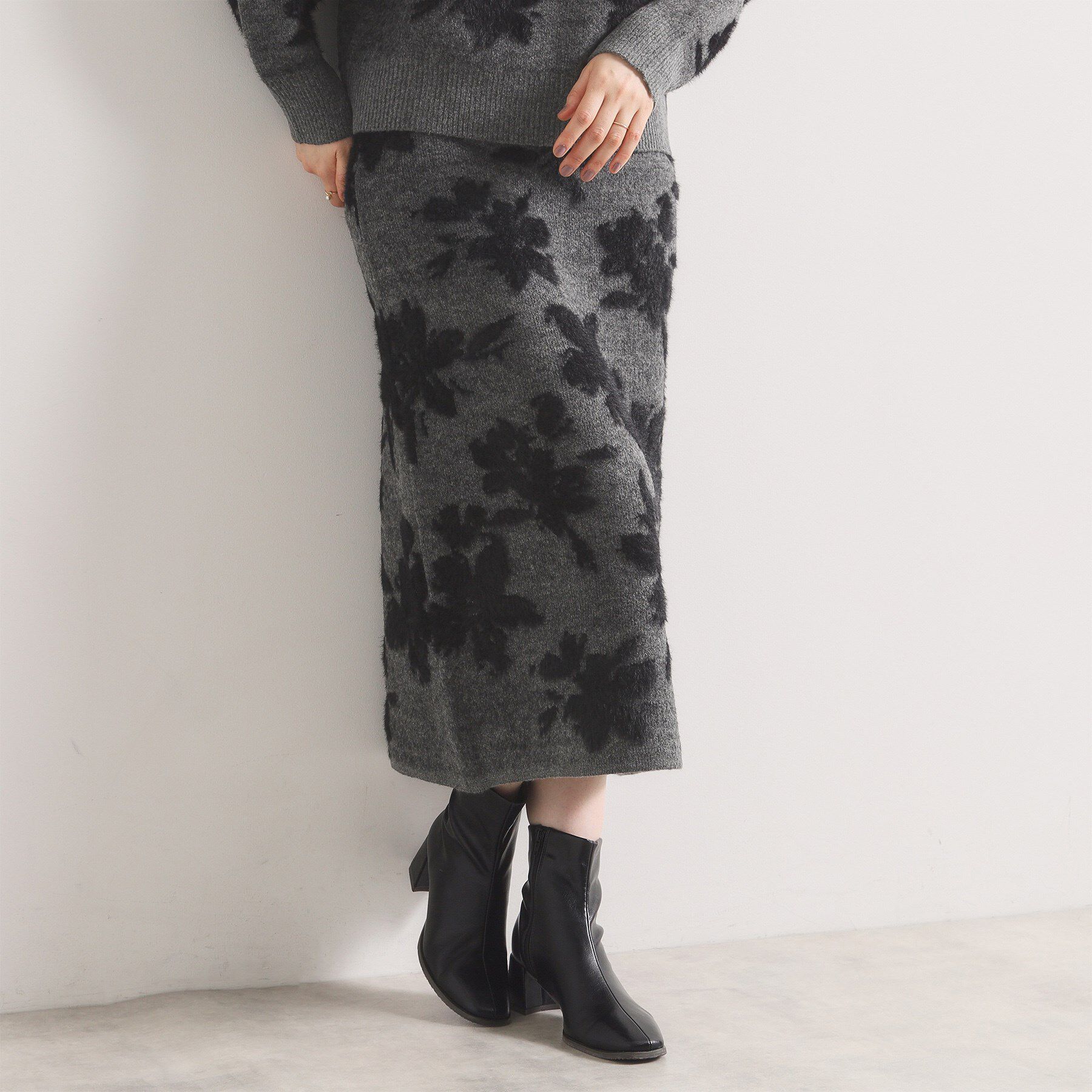 ITS&rsquo;DEMO「【手洗い可／セットアップ可】花柄フェザージャカードニットスカート」|スカート|