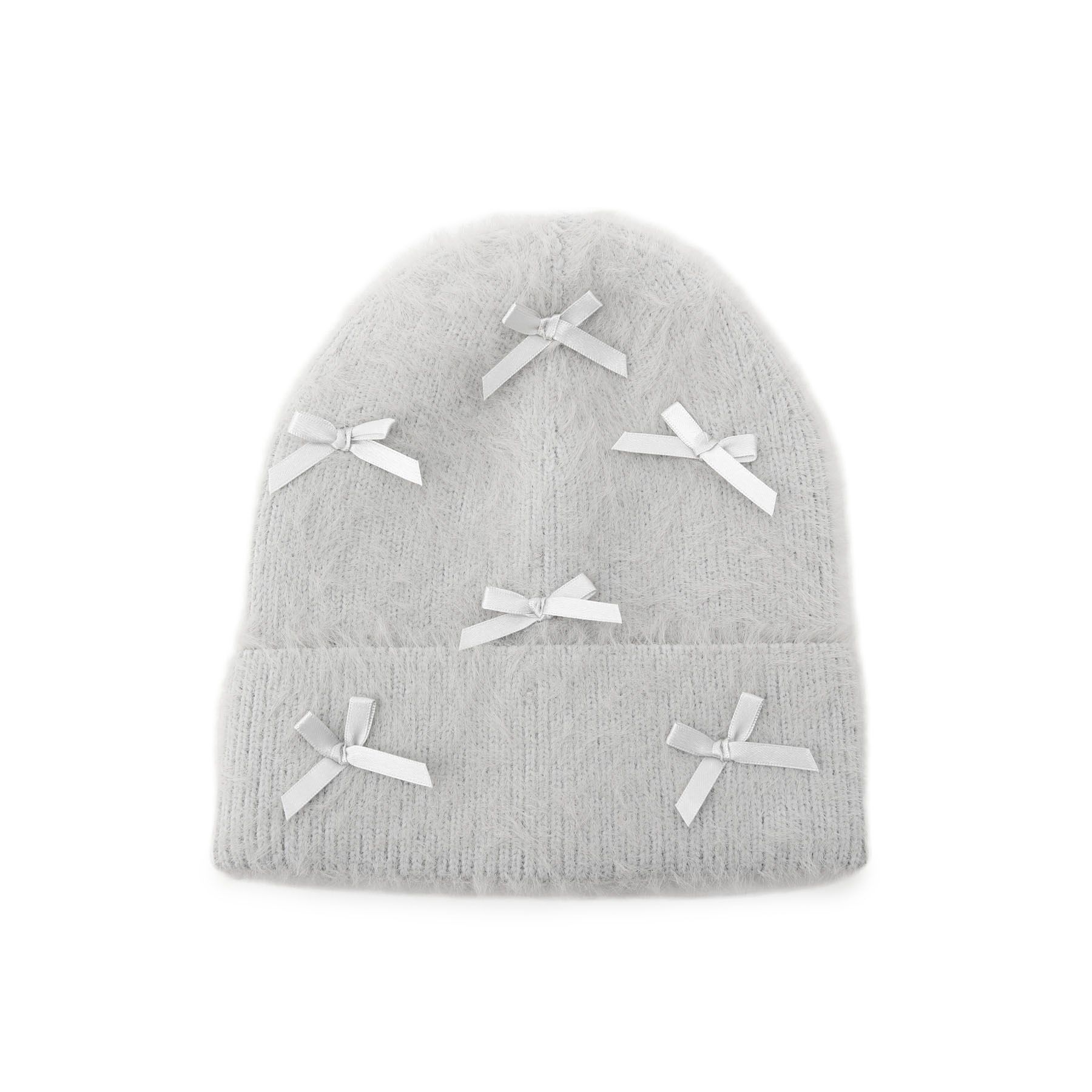Grandedge「リボン付きニット帽」|ニット帽|グレー(012)