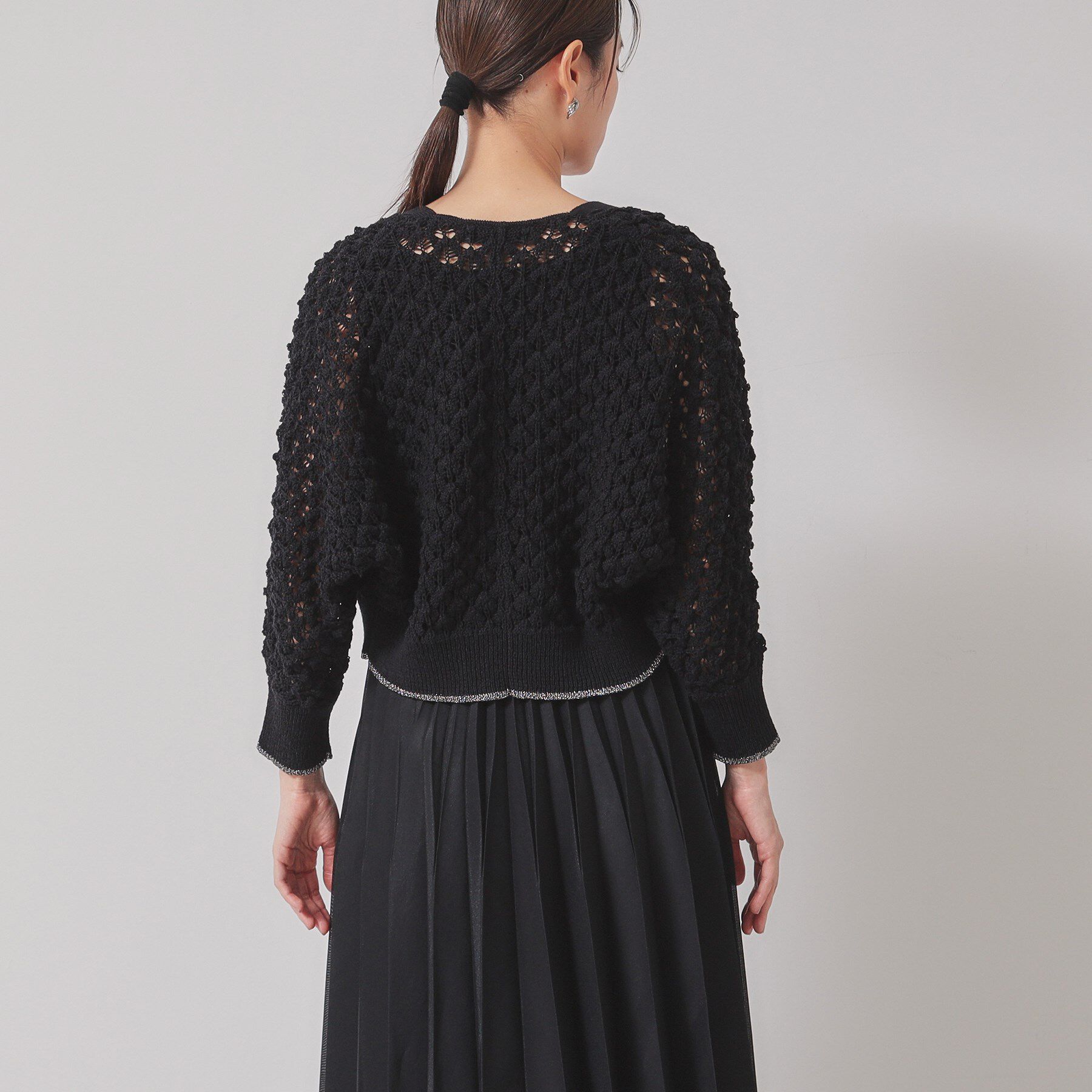 SunaUna「【透かし編み／ラメ入り】ドルマンスリーブボレロ」|カーディガン|