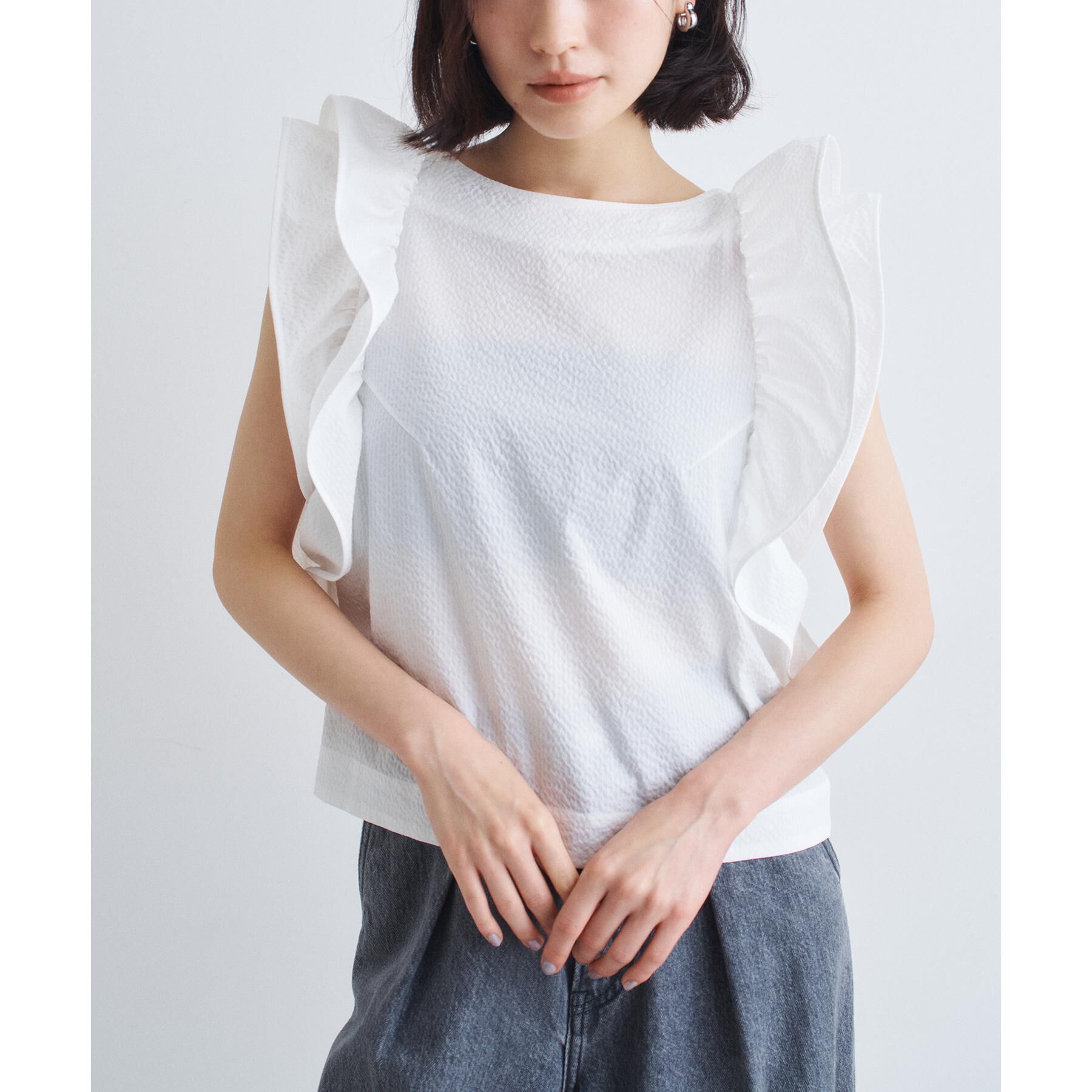 CODE A「ruffle drama blouse」|シャツ・ブラウス|ホワイト(001)