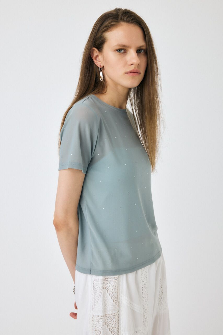MOUSSY「RHINESTONE SHEER Tシャツ」|Tシャツ・カットソー|