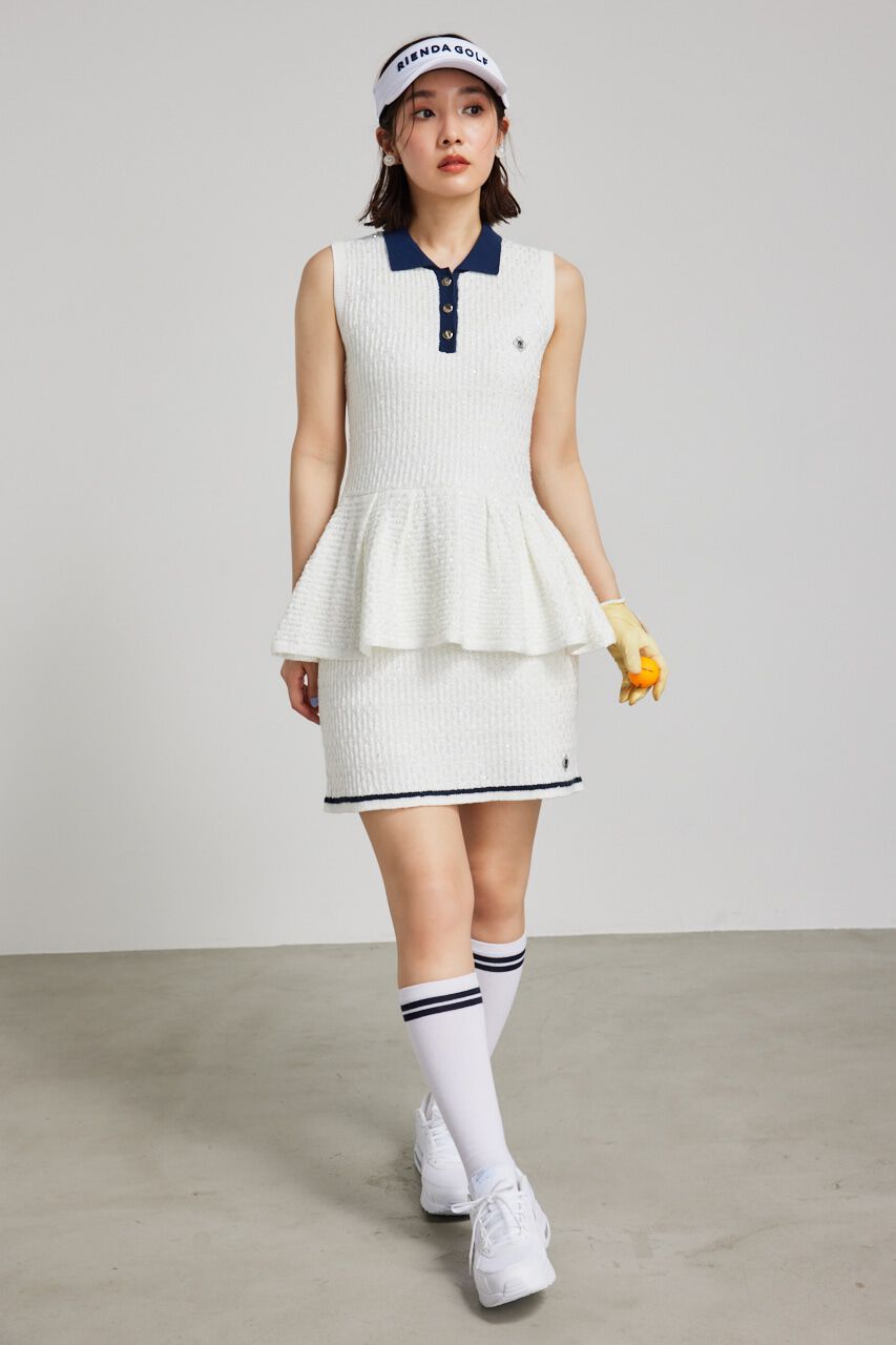 rienda「シャイニーツイードペプラムニットTOP」|ニット・セーター|