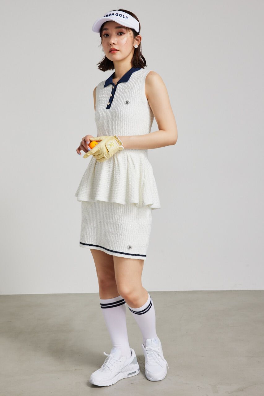 rienda「シャイニーツイードペプラムニットTOP」|ニット・セーター|