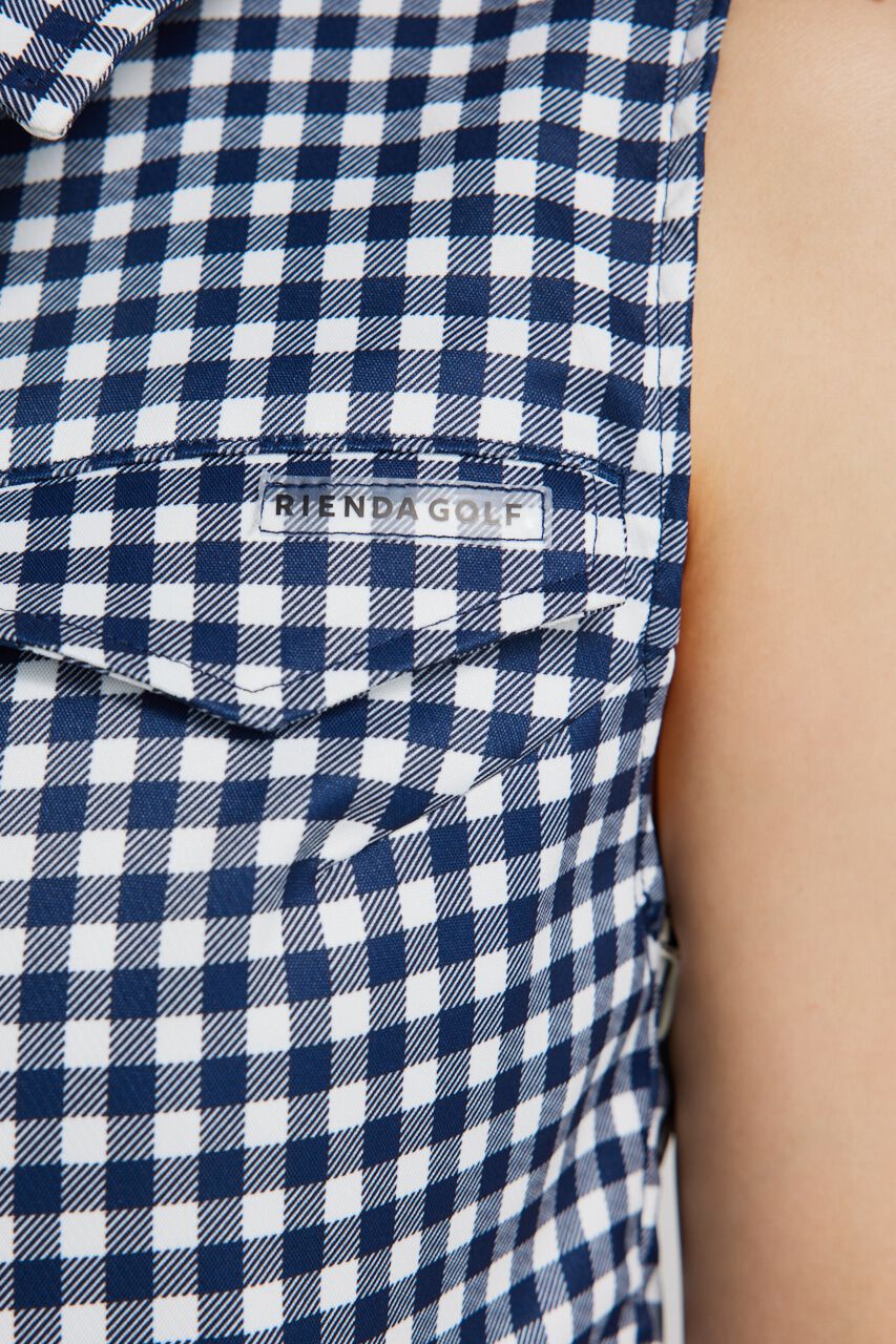 rienda「ギンガムチェックノースリTOP」|タンクトップ|