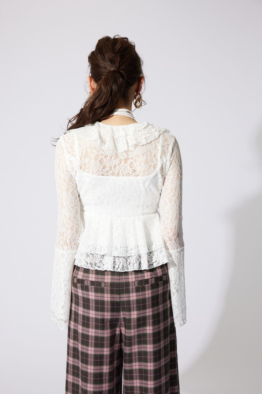 rienda「フリルレースブラウス」|シャツ・ブラウス|