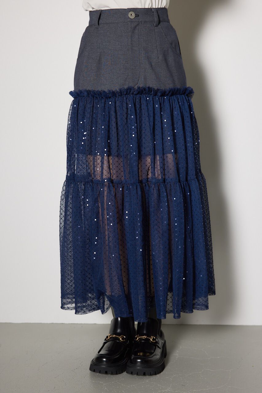 rienda「シアーコンビフレアジャストウエストスカート」|スカート|