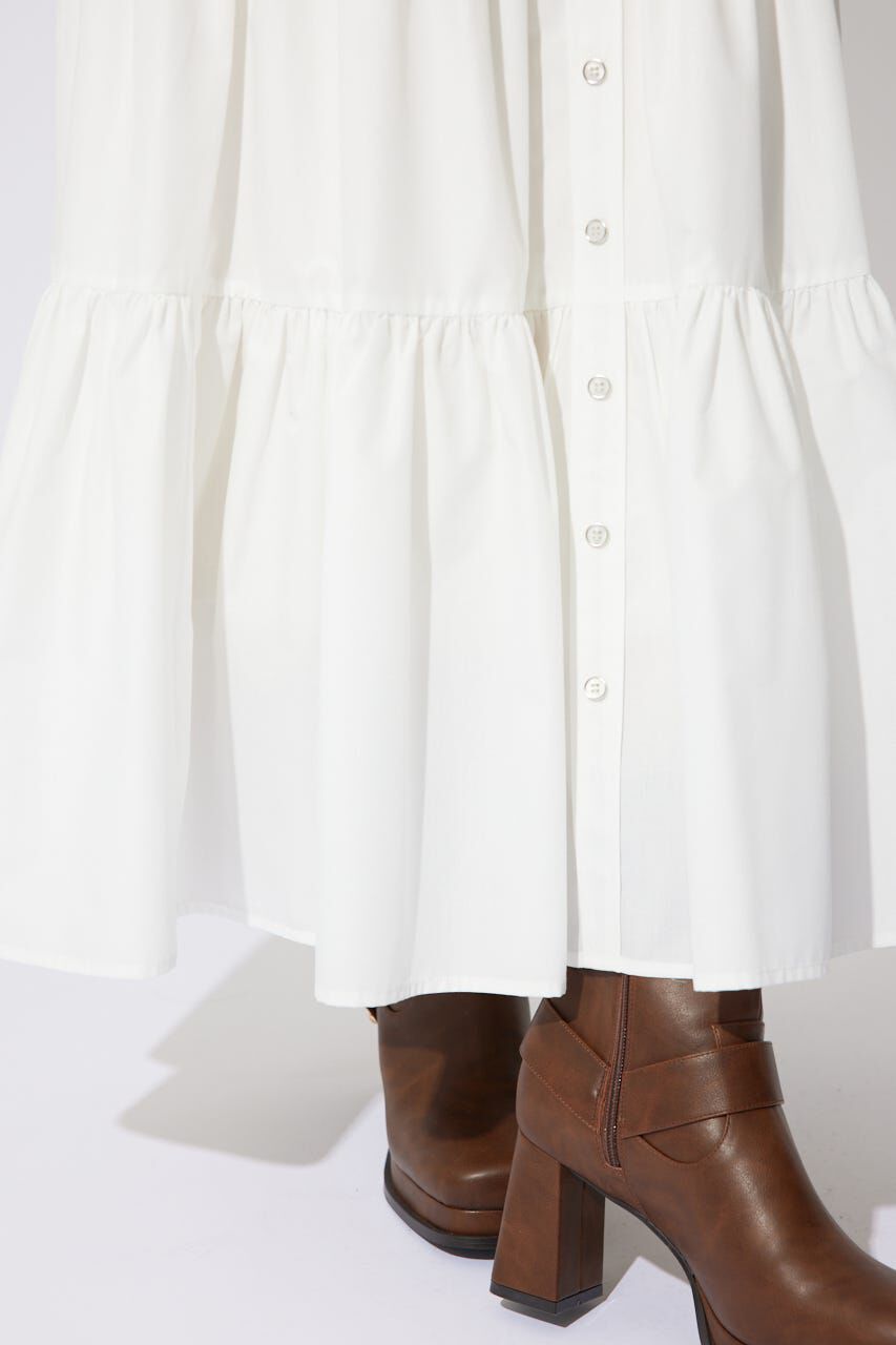 rienda「センターボタンデザインティアードフレアスカート」|スカート|