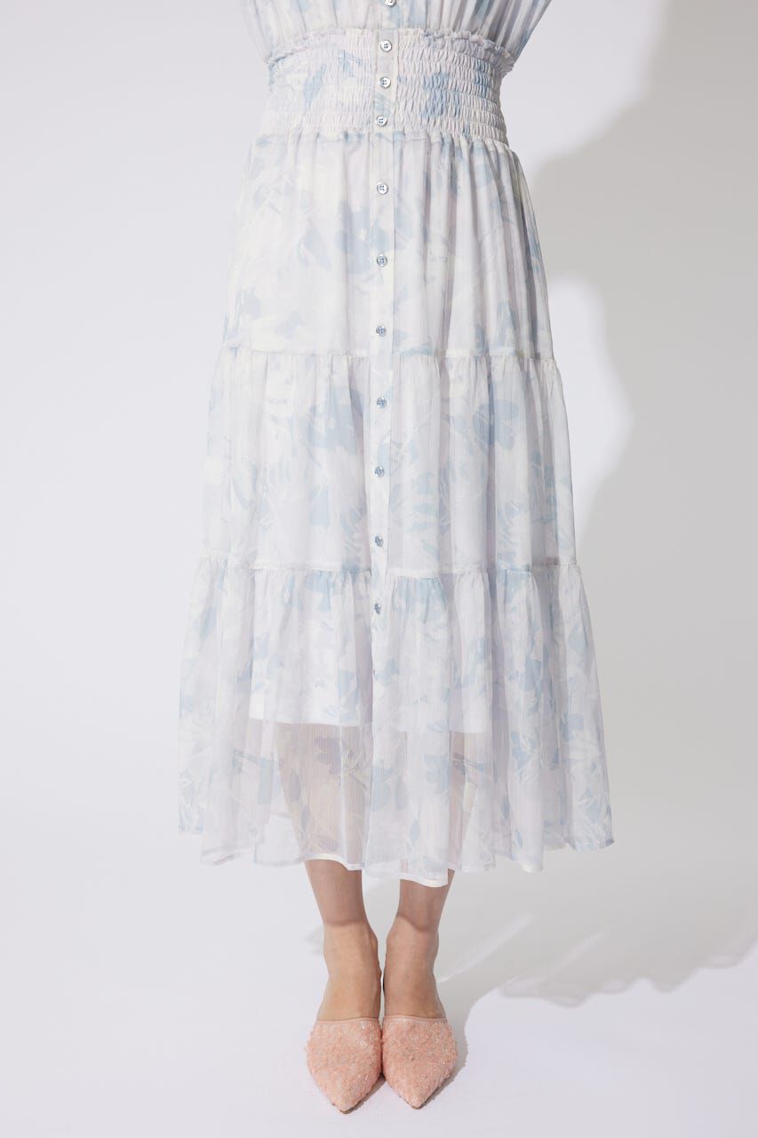 rienda「センターボタンデザインティアードフレアスカート」|スカート|