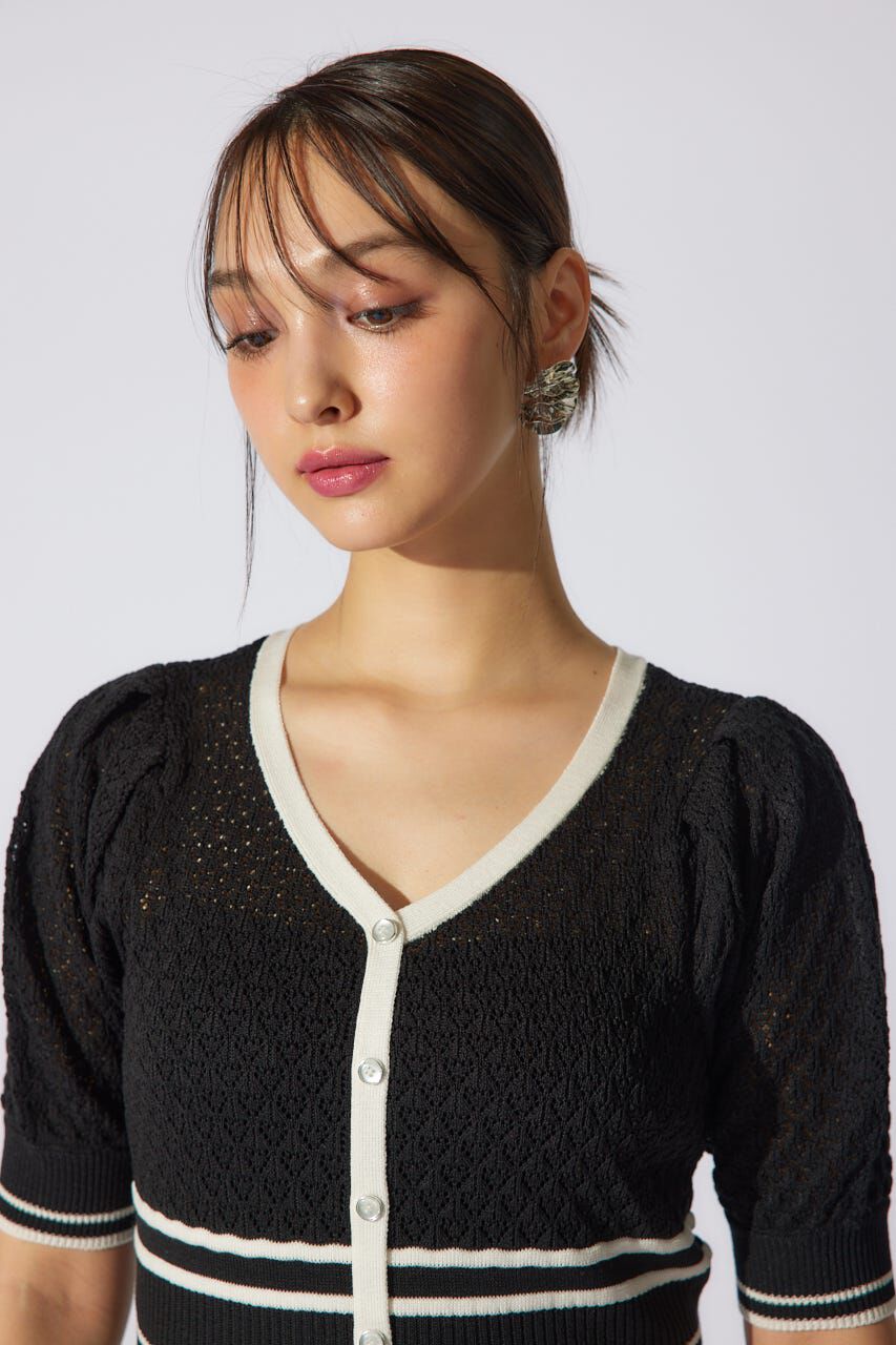 rienda「2WAYフリンジライン配色クロシェニットワンピース」|ワンピース|