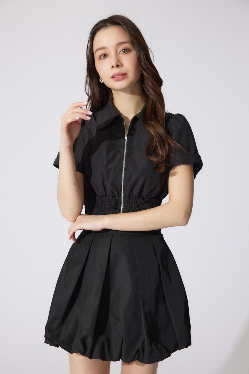 rienda「ウエストシャーリングZIPブラウス」|シャツ・ブラウス|