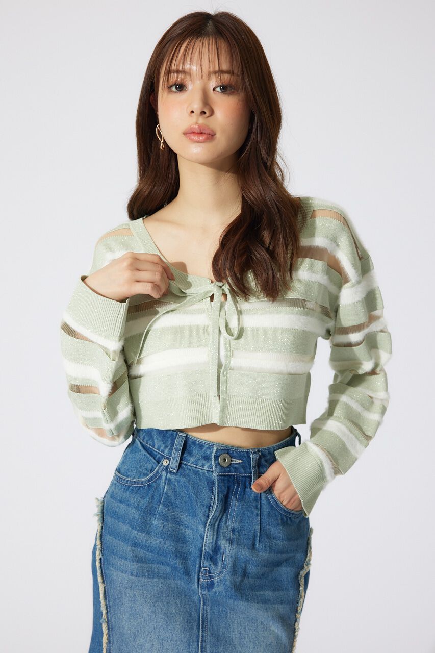 rienda「シアーボーダーニットカーディガン」|カーディガン|