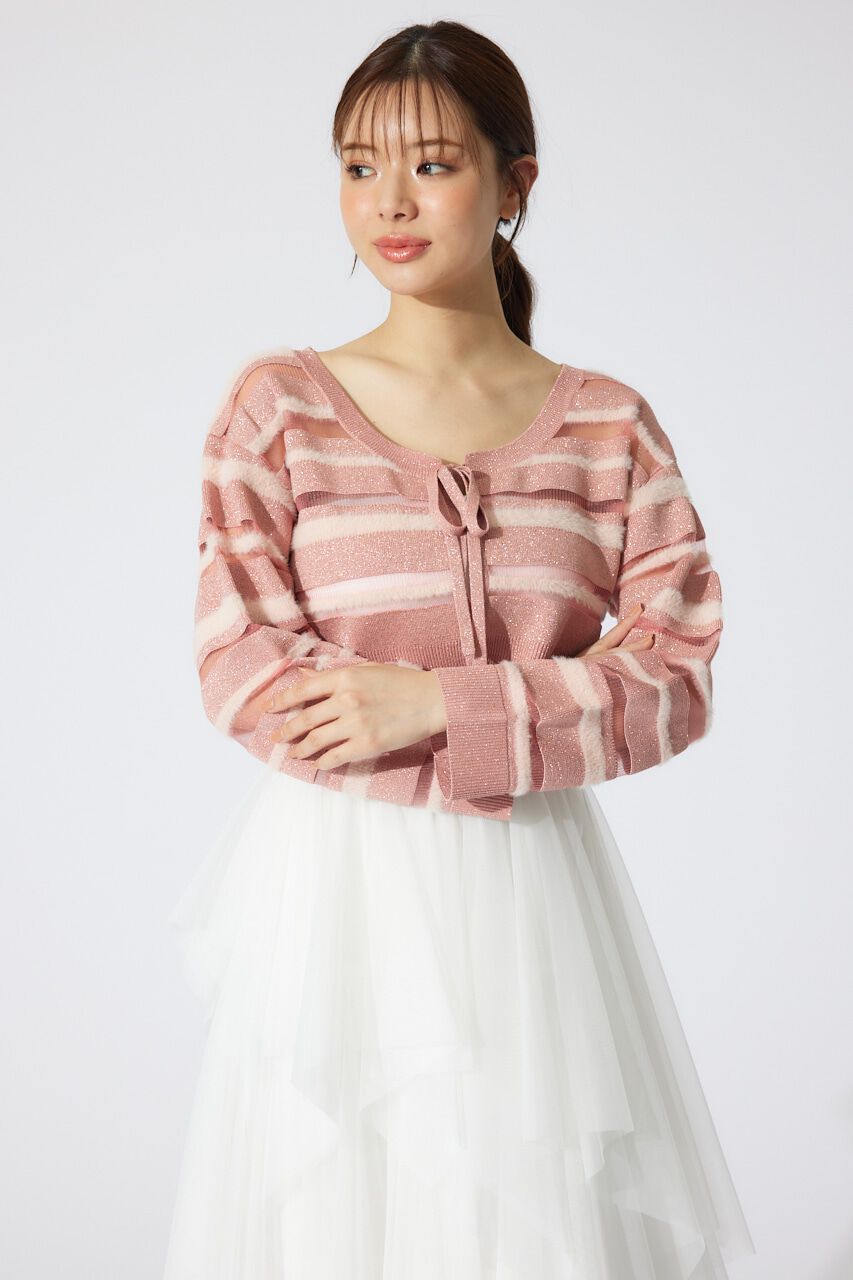 rienda「シアーボーダーニットカーディガン」|カーディガン|