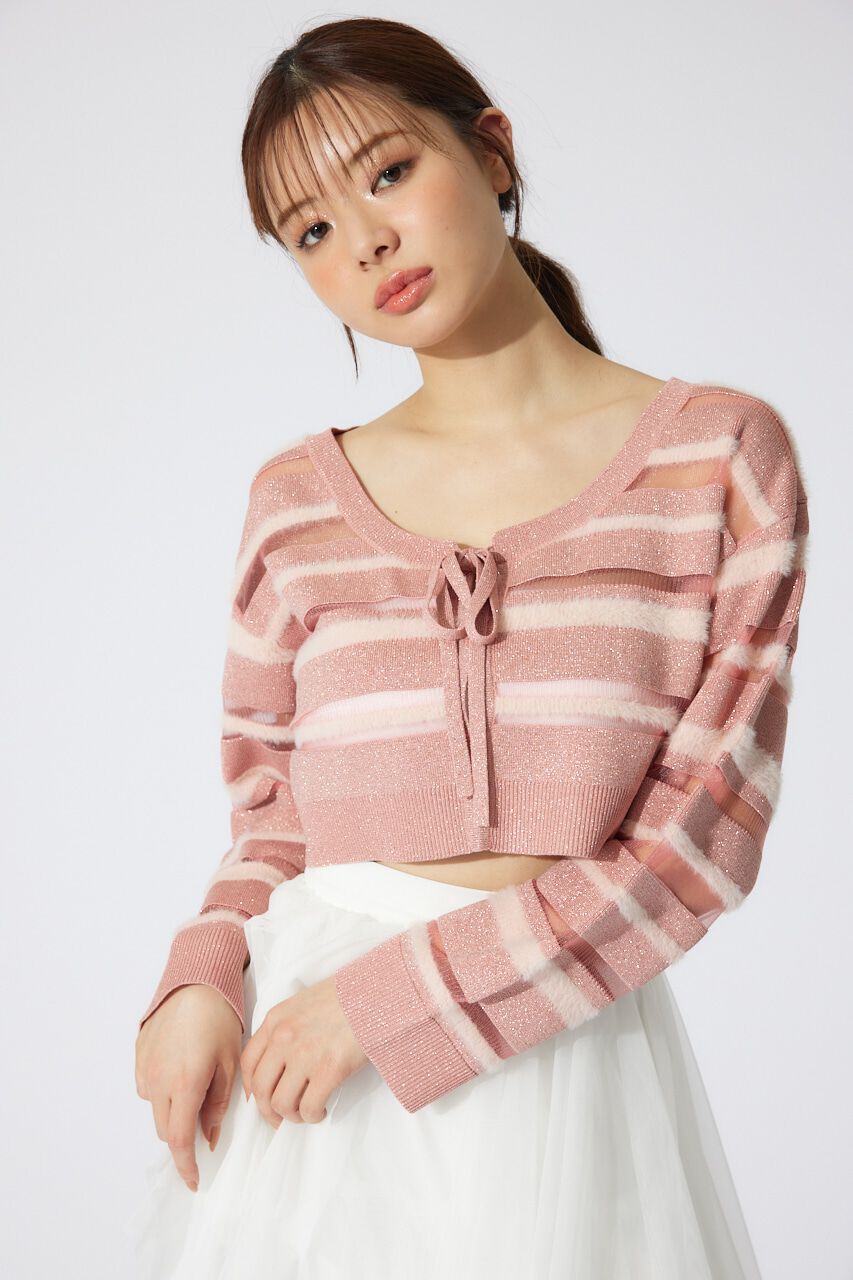 rienda「シアーボーダーニットカーディガン」|カーディガン|