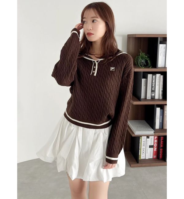 dazzlin「【FILA別注】セーラーカラーラインニットプルオーバー」|ニット・セーター|